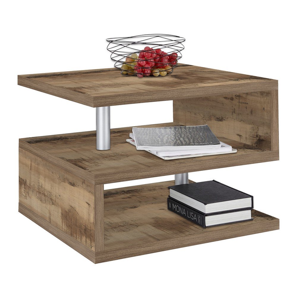 Tavolino da caffè doppio ripiano 55x55x41,5cm - ASTRA Colore: acero pereira