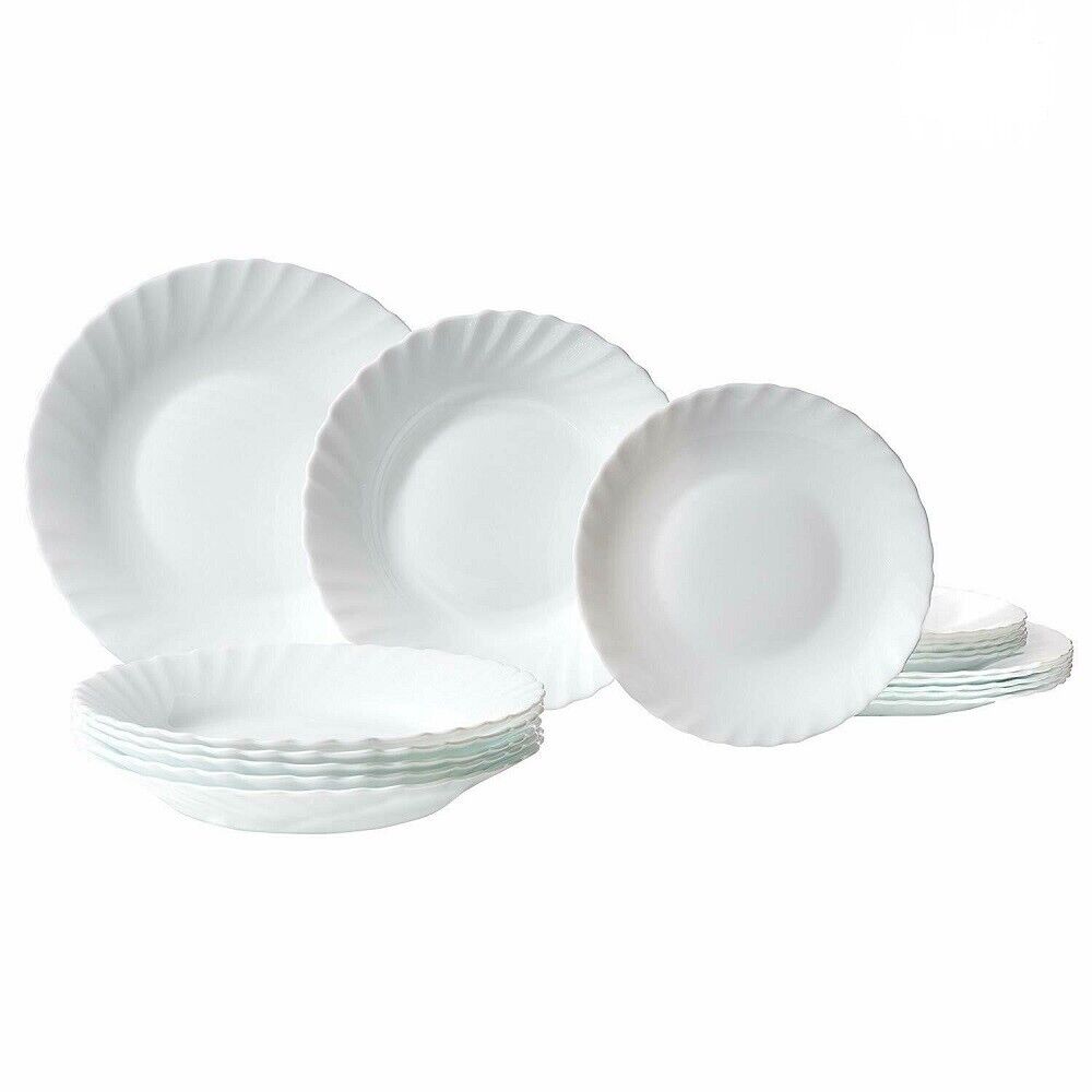 Servizio di Piatti Da Tavola Bianco 36 Pezzi Per 12 Persone cucina non sbeccano vetro opale temperato lavabili in lavastoviglie