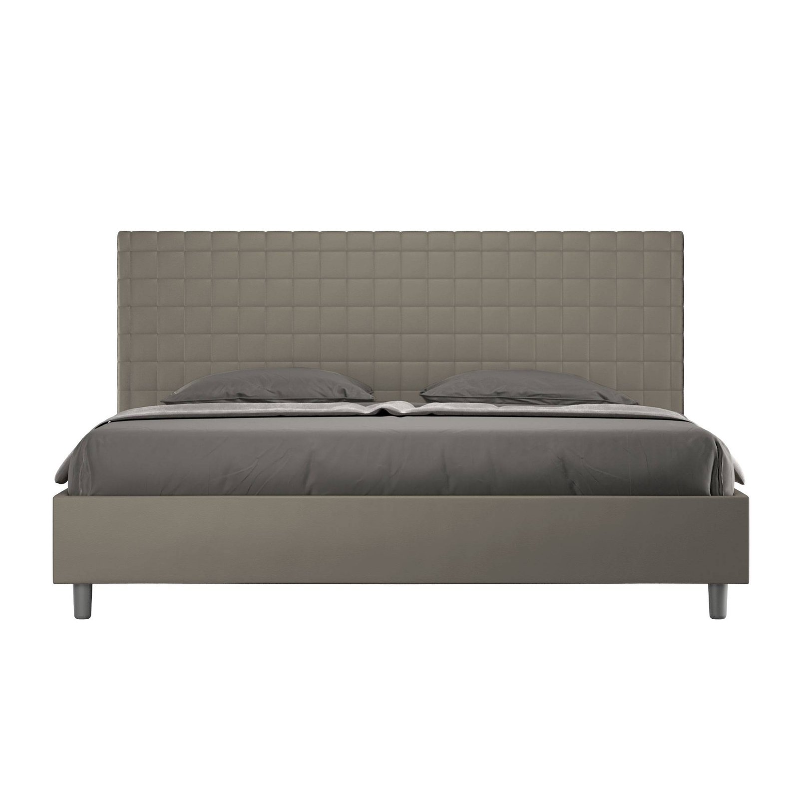 Letto Matrimoniale King size rivestito in Similpelle - SUNNY Colore: Cappuccino, Dimensione Rete: 200x210, Tipologia Letto: Senza Rete