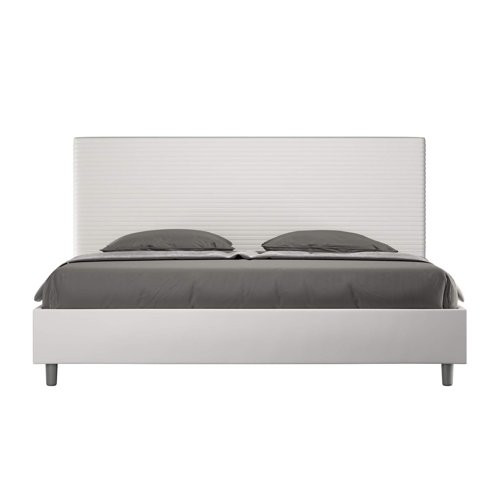 Letto Matrimoniale King size rivestito in Similpelle - FOCUS Colore: Bianco, Tipologia Letto: Con Rete, Dimensione Rete: 200x210