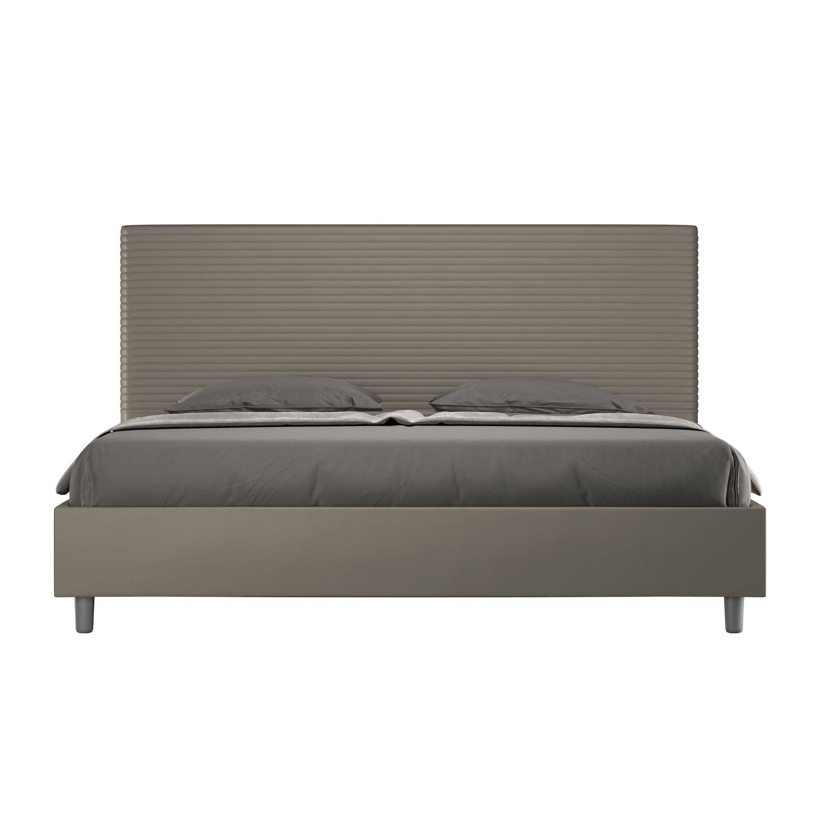 Letto Matrimoniale King size rivestito in Similpelle - FOCUS Colore: Cappuccino, Tipologia Letto: Con Rete, Dimensione Rete: 200x210