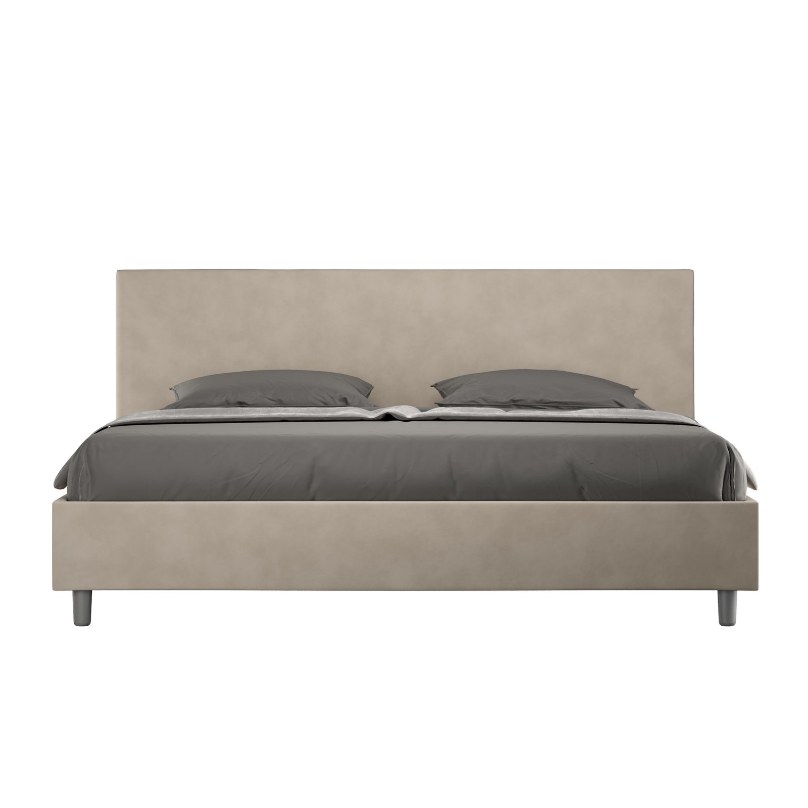 Letto Matrimoniale King size rivestito in Microfibra - ADELE Colore: Sabbia, Tipologia Letto: Con Rete, Dimensione Rete: 200x210