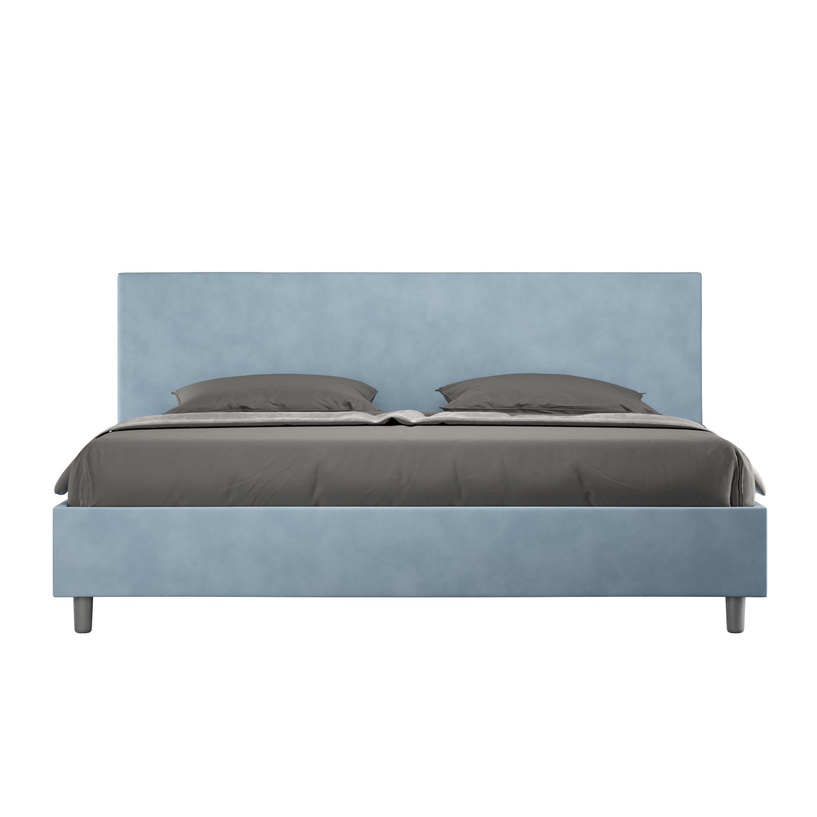 Letto Matrimoniale King size rivestito in Microfibra - ADELE Dimensione Rete: 190x210, Colore: Azzurro, Tipologia Letto: Senza Rete