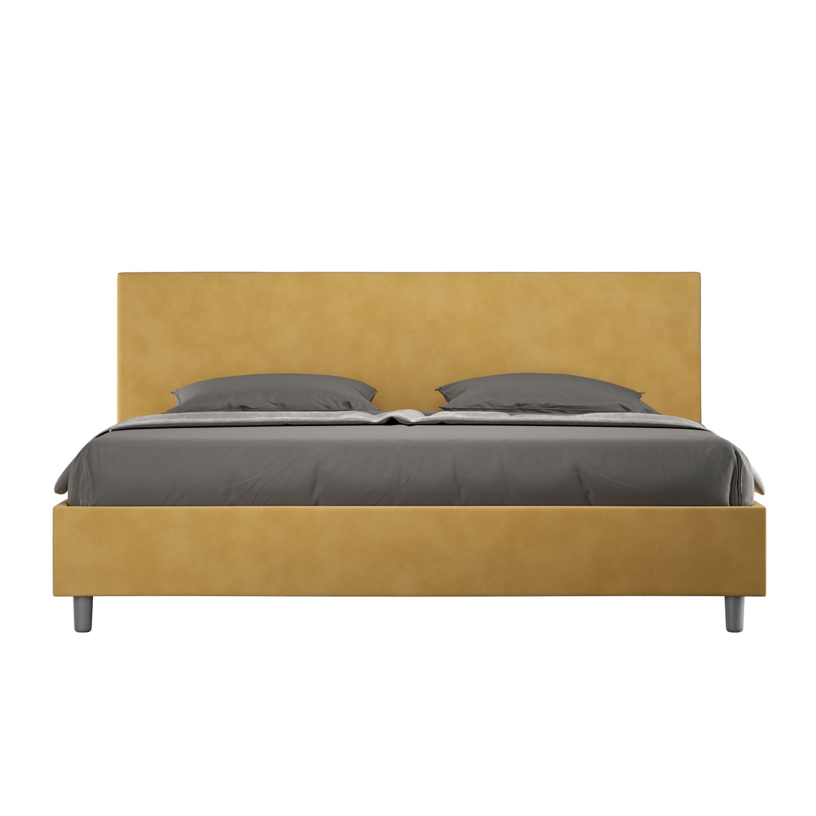 Letto Matrimoniale King size rivestito in Microfibra - ADELE Tipologia Letto: Con Rete, Colore: Ocra, Dimensione Rete: 200x210