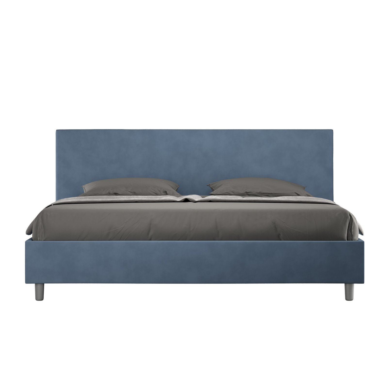 Letto Matrimoniale King size rivestito in Microfibra - ADELE Dimensione Rete: 190x210, Colore: Blu, Tipologia Letto: Senza Rete