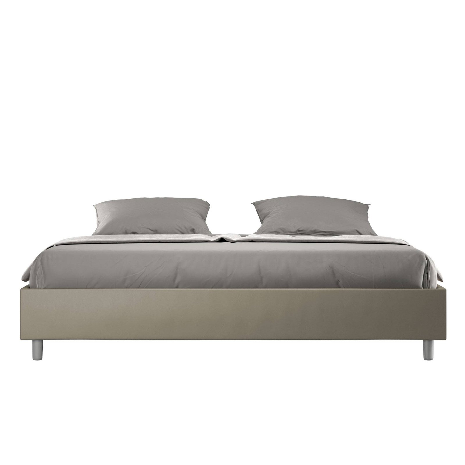 Letto Matrimoniale King size rivestito in Similpelle - AZELIA Tipologia Letto: Con Rete, Colore: Cappuccino, Dimensione Rete: 180x210
