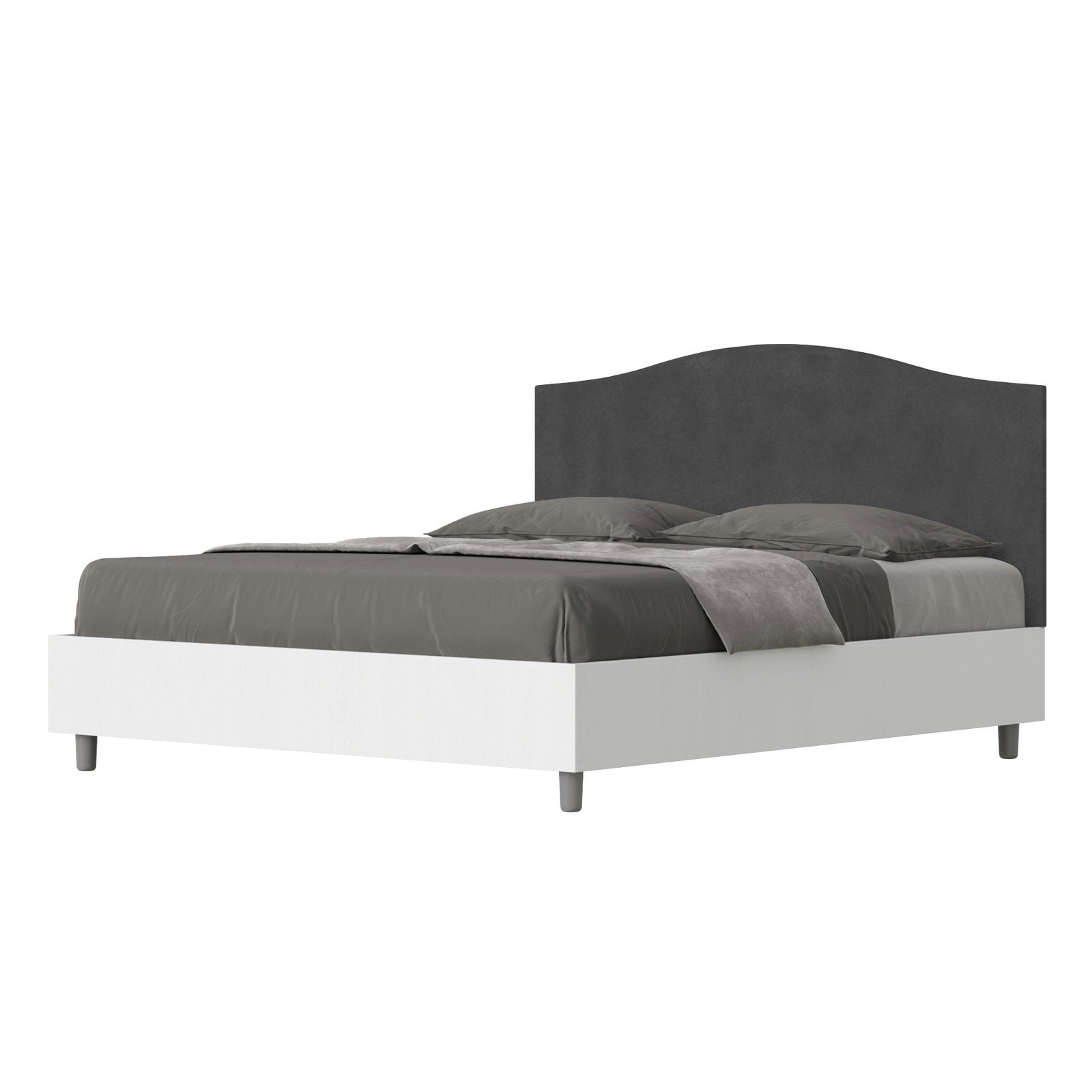 Letto Matrimoniale rivestito in Microfibra - GRACE Colore: Grigio, Tipologia Letto: Alzata Doppia, Dimensione Rete: 160x190