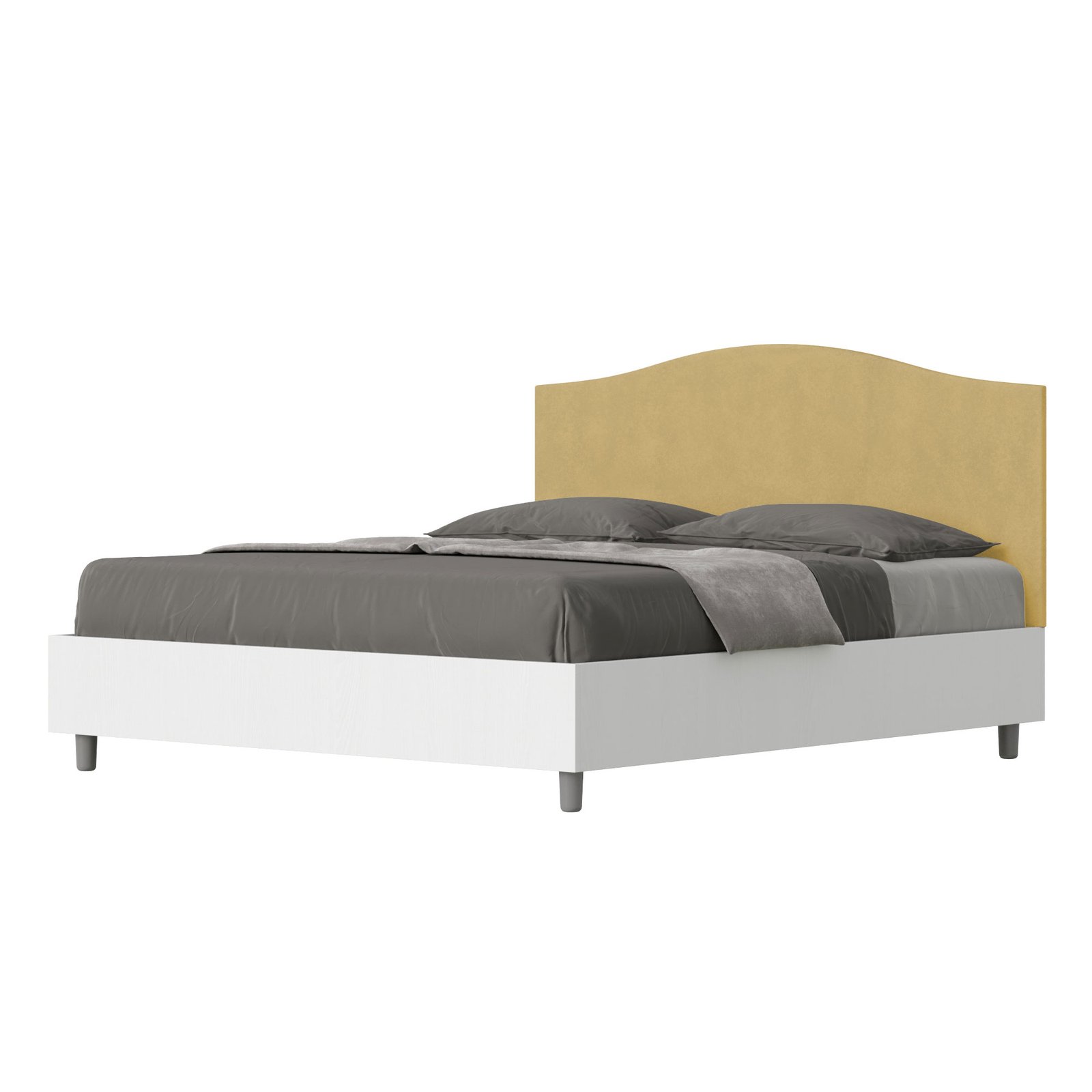 Letto Matrimoniale rivestito in Microfibra - GRACE Tipologia Letto: Alzata Doppia, Colore: Ocra, Dimensione Rete: 160x200