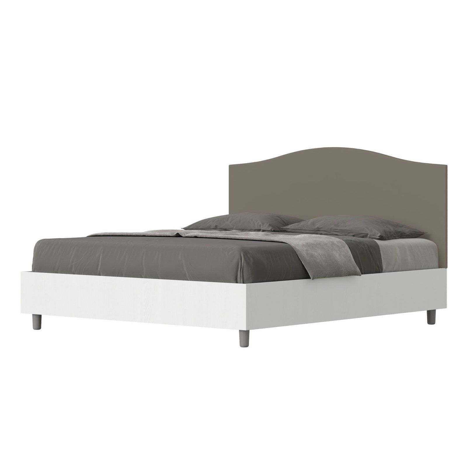 Letto Matrimoniale rivestito in Similpelle - GRACE Dimensione Rete: 160x200, Tipologia Letto: Alzata Doppia, Colore: Cappuccino
