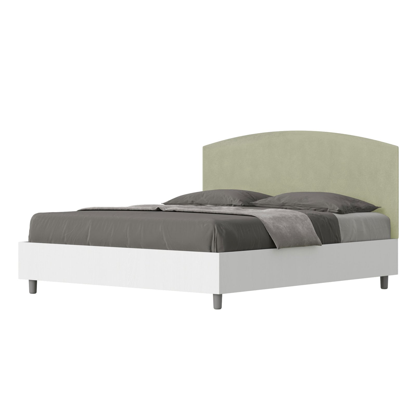 Letto Matrimoniale rivestito in Microfibra - ANTILIA Colore: Tè verde, Tipologia Letto: Alzata Doppia, Dimensione Rete: 160x200