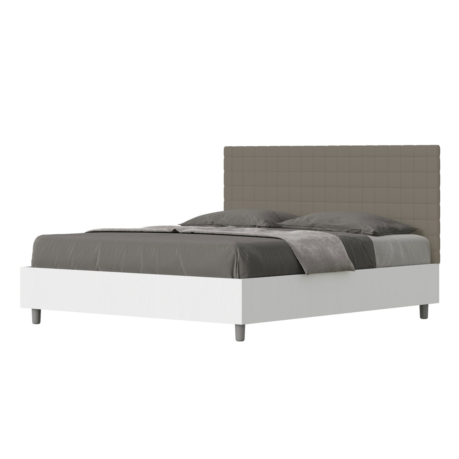 Letto Matrimoniale rivestito in Similpelle - BURMY Tipologia Letto: Alzata Doppia, Colore: Cappuccino, Dimensione Rete: 160x190