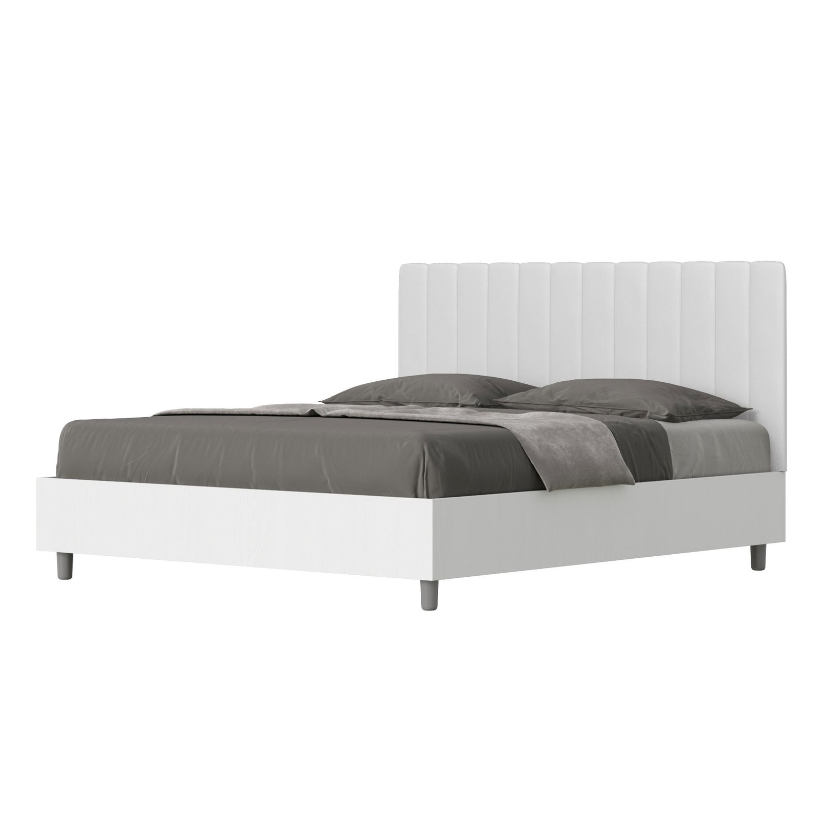 Letto Matrimoniale rivestito in Similpelle - KAIA Dimensione Rete: 160x200, Tipologia Letto: Alzata Doppia, Colore: Bianco
