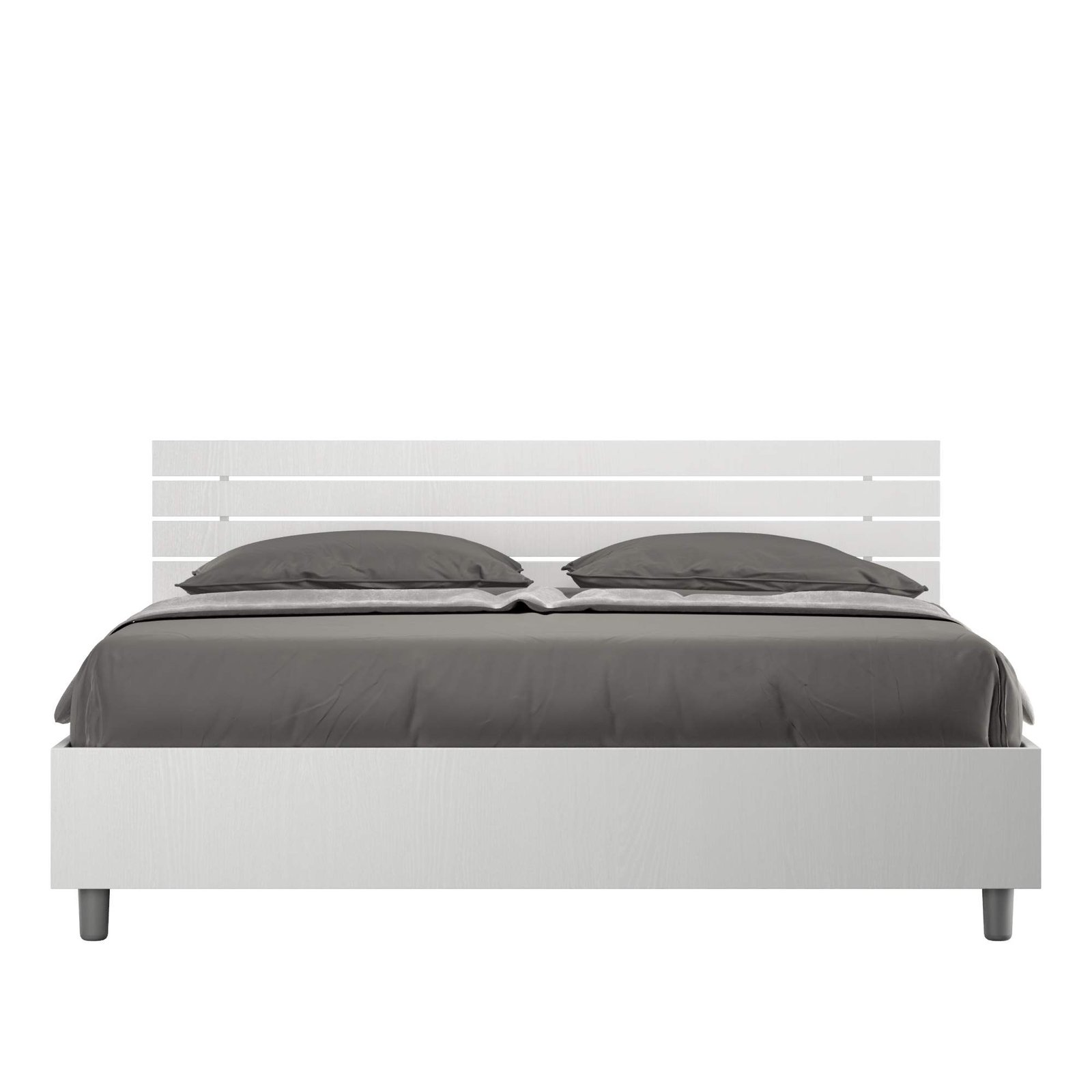Letto Matrimoniale - ANKEL Colore: Bianco Frassino, Dimensione Rete: 160x190, Tipologia Testata: Testata Inclinata, Tipologia Letto: Con Rete e Contenitore