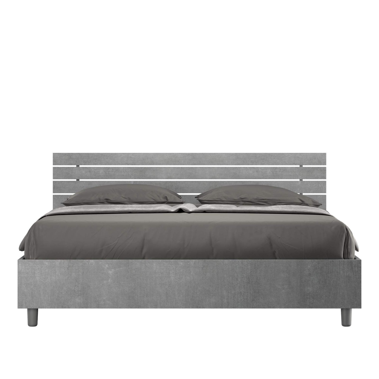 Letto Matrimoniale - ANKEL Dimensione Rete: 160x190, Colore: Grigio, Tipologia Letto: Senza Rete, Tipologia Testata: Testata Dritta