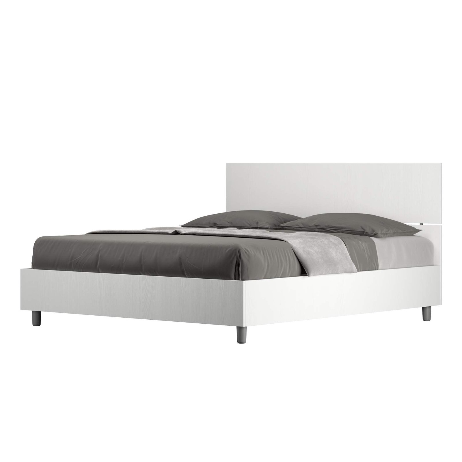 Letto Matrimoniale - DEMAS Tipologia Testata: Testata Dritta, Dimensione Rete: 160x200, Tipologia Letto: Con Rete e Contenitore, Colore: Bianco Frassino