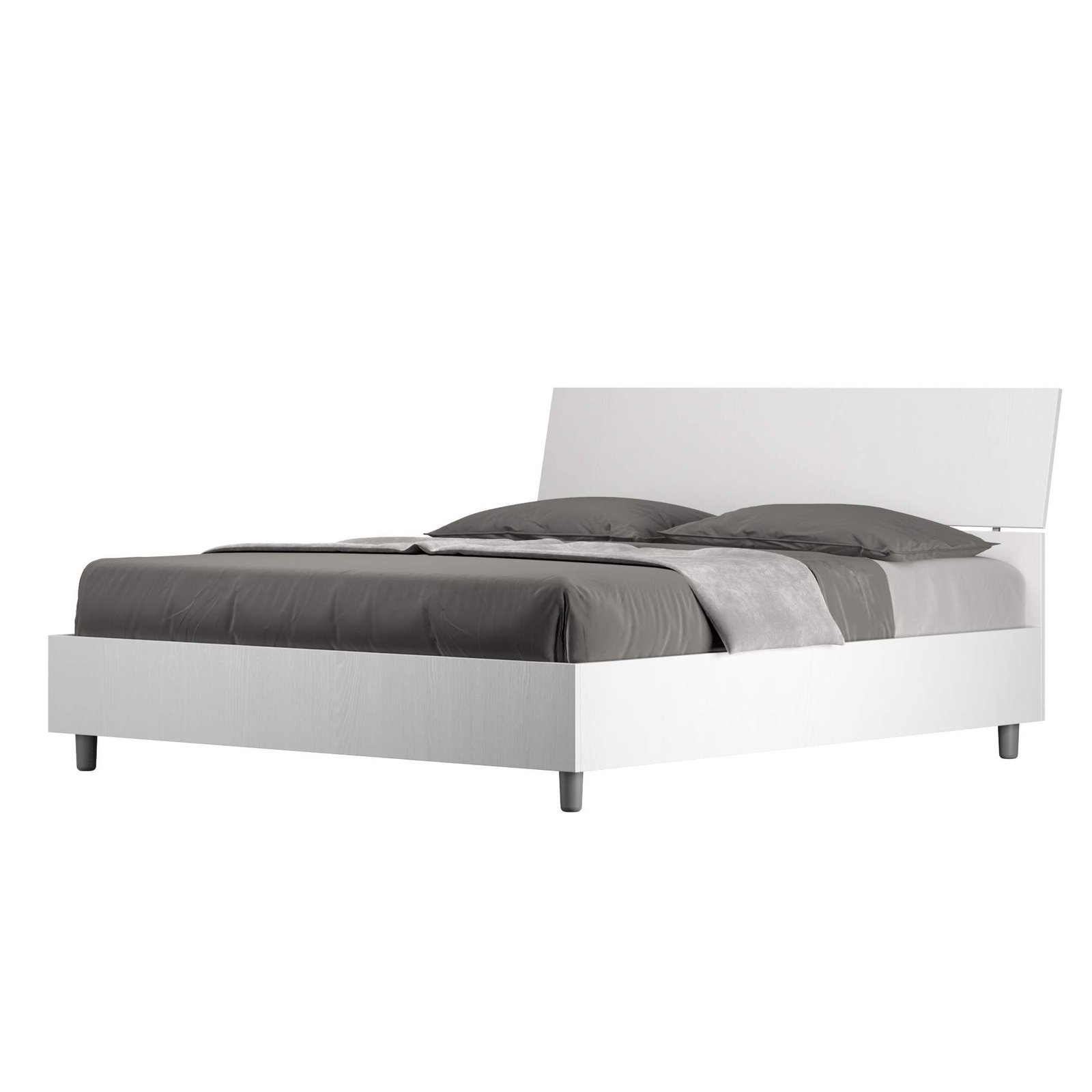 Letto Matrimoniale - DEMAS Dimensione Rete: 160x200, Tipologia Letto: Con Rete, Tipologia Testata: Testata Inclinata, Colore: Bianco Frassino
