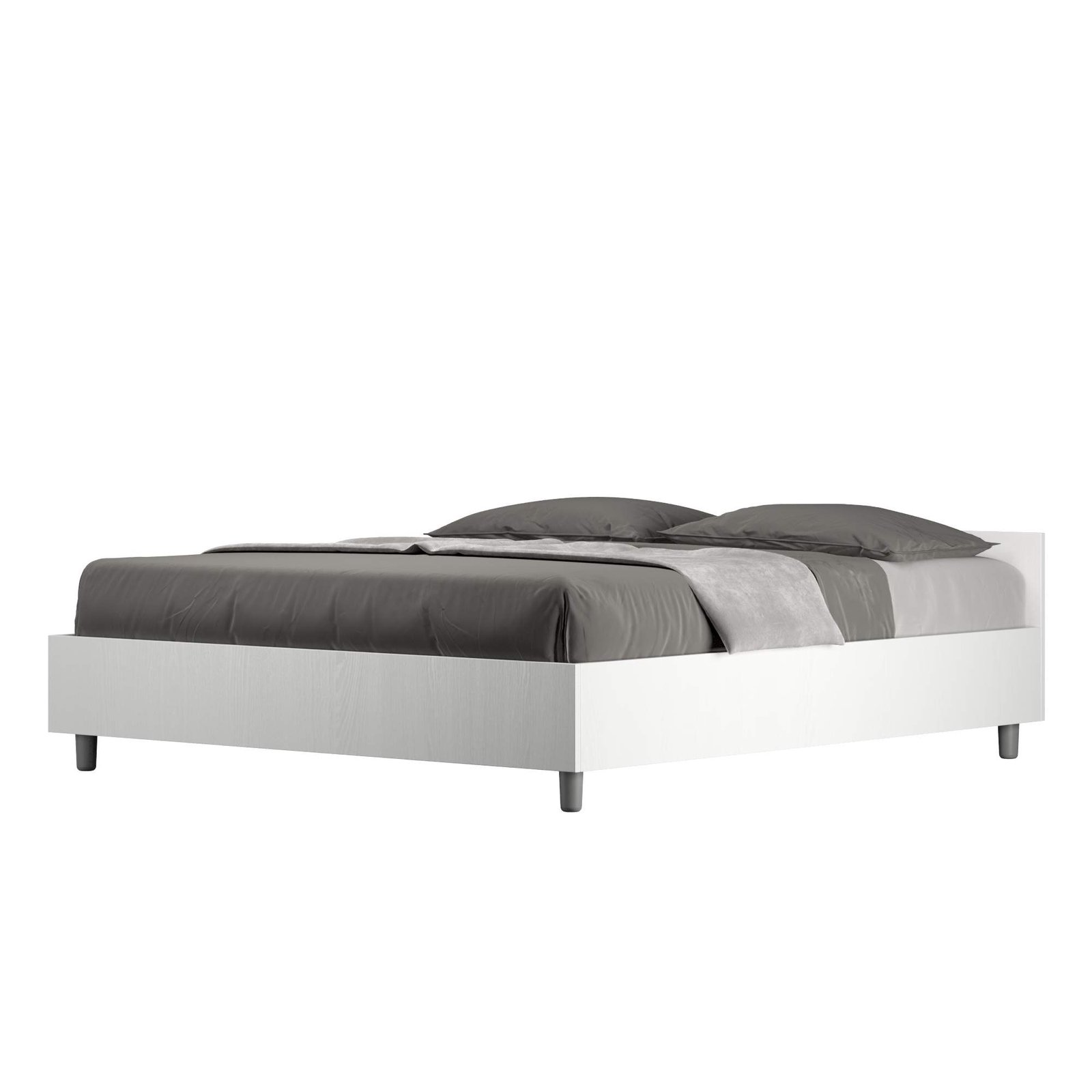 Letto Matrimoniale - NUAMO Dimensione Rete: 160x200, Colore: Bianco Frassino, Tipologia Letto: Alzata Doppia