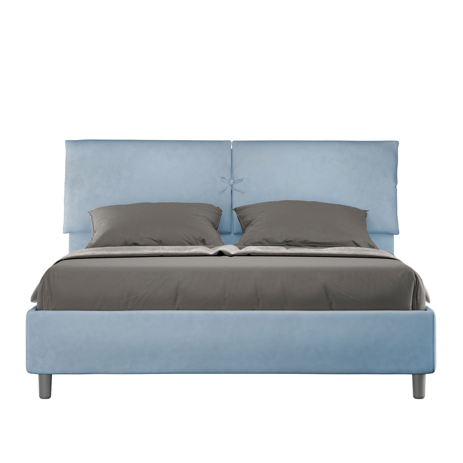 Letto Matrimoniale rivestito in Microfibra - MADOS Dimensione Rete: 160x210, Colore: Azzurro, Tipologia Letto: Senza Rete