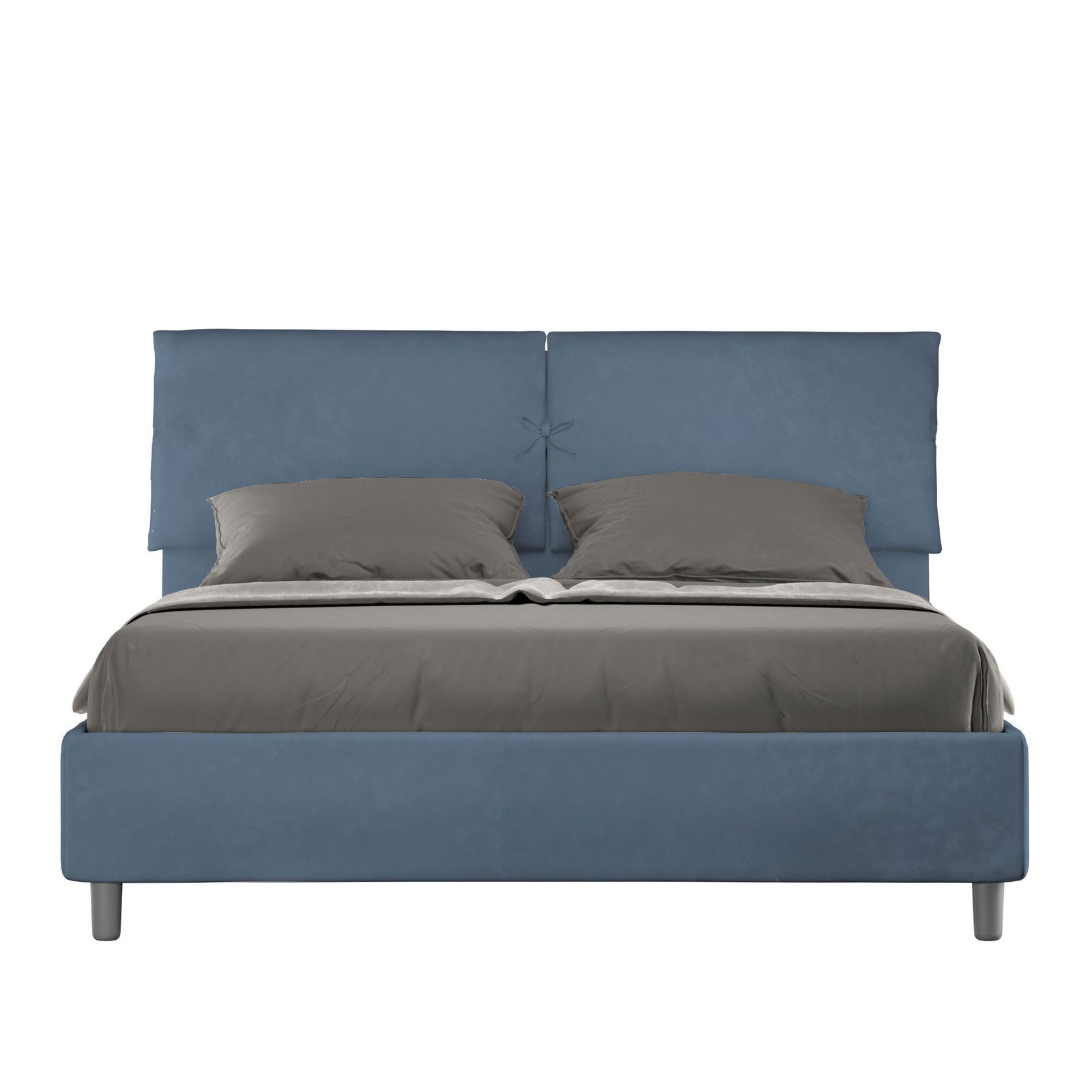 Letto Matrimoniale rivestito in Microfibra - MADOS Colore: Blu, Dimensione Rete: 160x200, Tipologia Letto: Con Rete