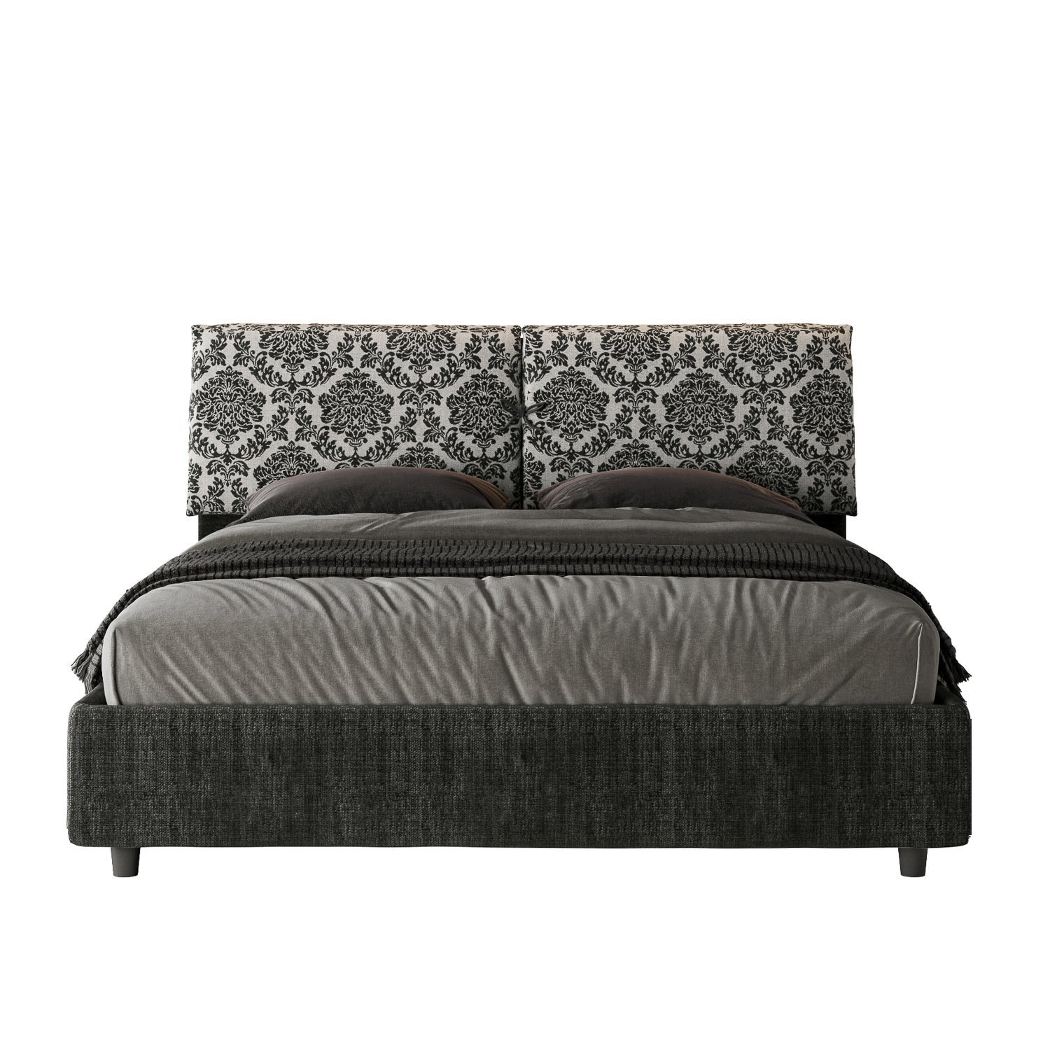 Letto Matrimoniale rivestito in Tessuto Agata - MADOS Tipologia Letto: Alzata Doppia, Dimensione Rete: 160x200, Colore: Blu/Blu
