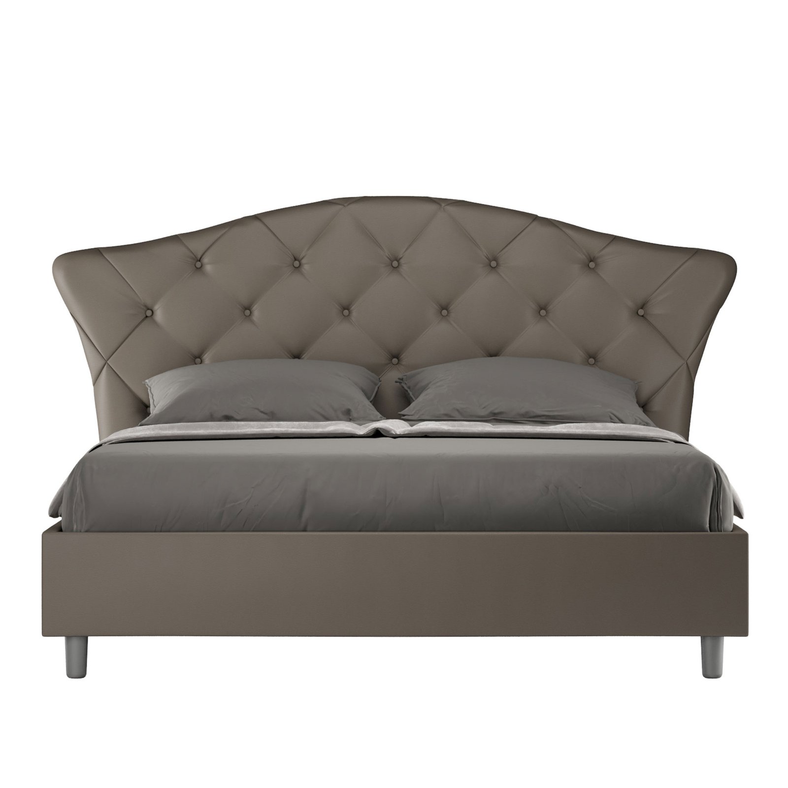 Letto Matrimoniale rivestito in Similpelle - LANGRE Colore: Cappuccino, Dimensione Rete: 160x210, Tipologia Letto: Alzata Doppia