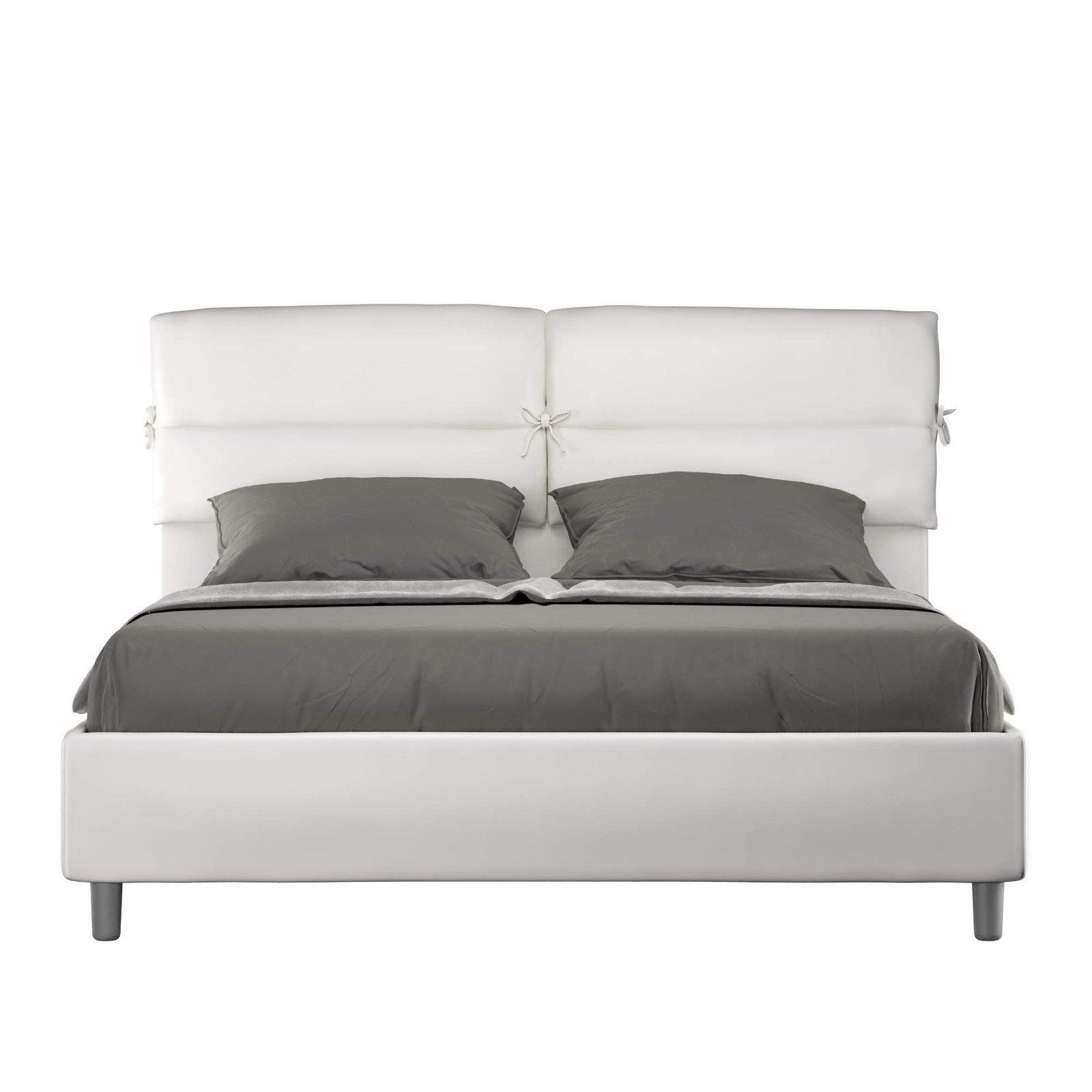 Letto Matrimoniale rivestito in Similpelle - NANDY Dimensione Rete: 160x200, Tipologia Letto: Alzata Doppia, Colore: Bianco