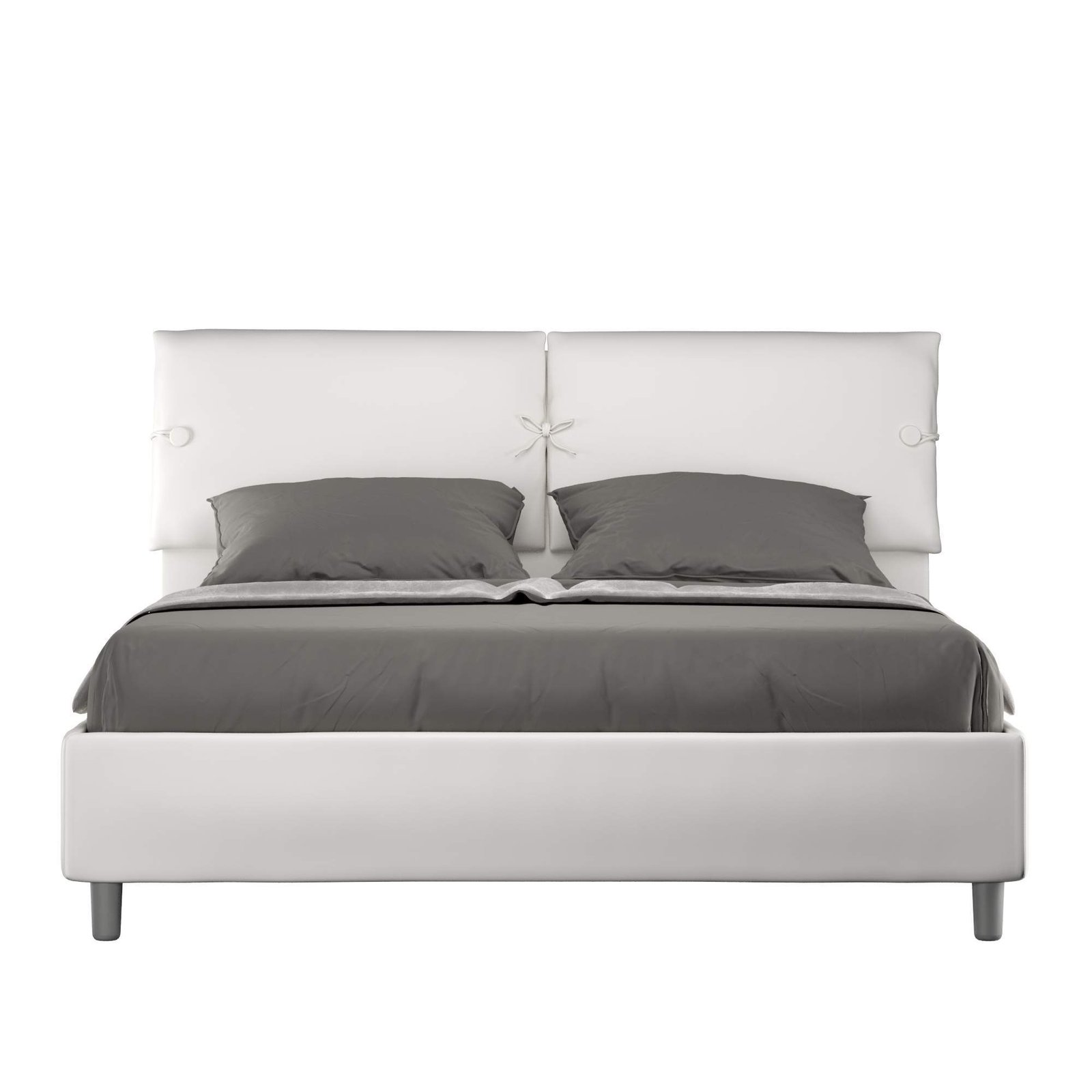 Letto Matrimoniale rivestito in Similpelle - SLEEPER Dimensione Rete: 160x210, Colore: Bianco, Tipologia Letto: Senza Rete