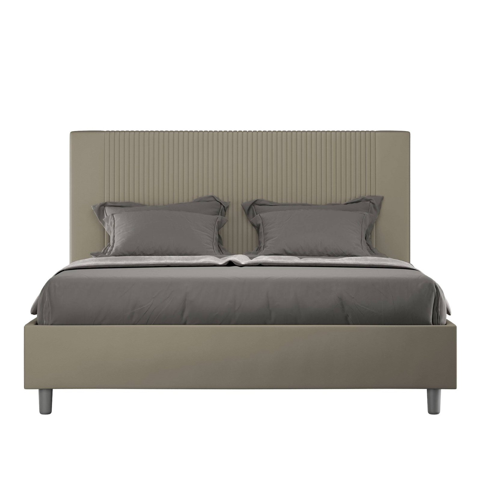 Letto Matrimoniale rivestito in Similpelle - GOYA Tipologia Letto: Senza Rete, Dimensione Rete: 160x210, Colore: Cappuccino