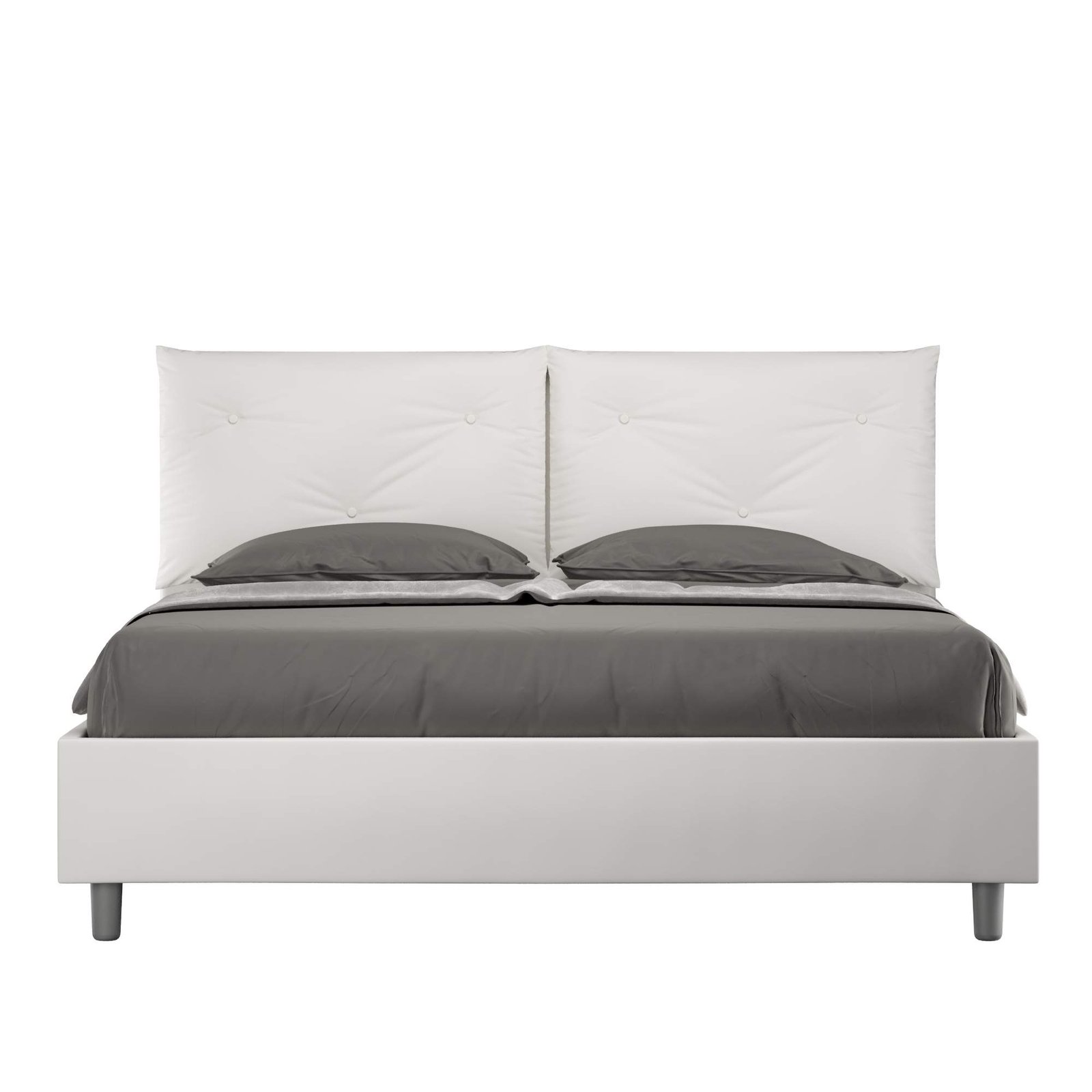 Letto Matrimoniale rivestito in Similpelle - APPIA Dimensione Rete: 160x210, Tipologia Letto: Alzata Doppia, Colore: Bianco