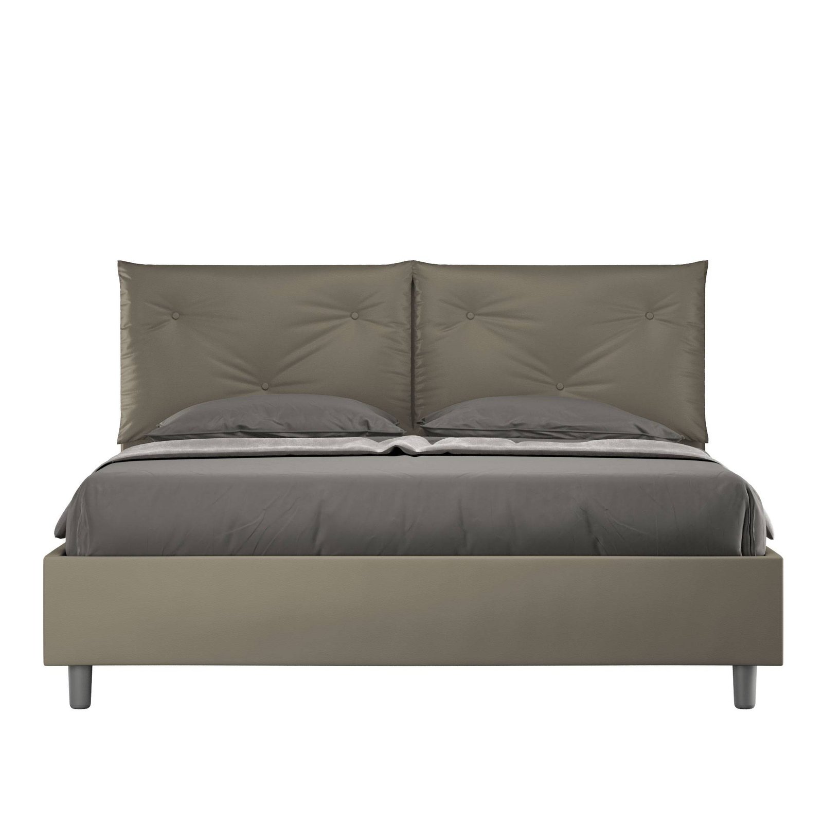 Letto Matrimoniale rivestito in Similpelle - APPIA Colore: Cappuccino, Dimensione Rete: 160x190, Tipologia Letto: Con Rete
