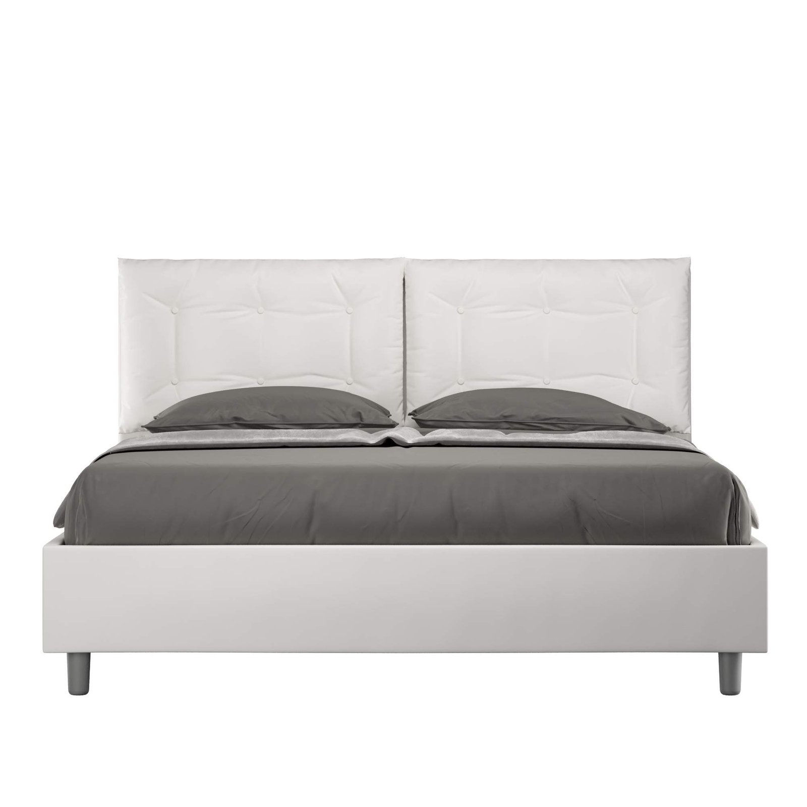 Letto Matrimoniale rivestito in Similpelle - ANNALISA Tipologia Letto: Senza Rete, Colore: Bianco, Dimensione Rete: 160x190
