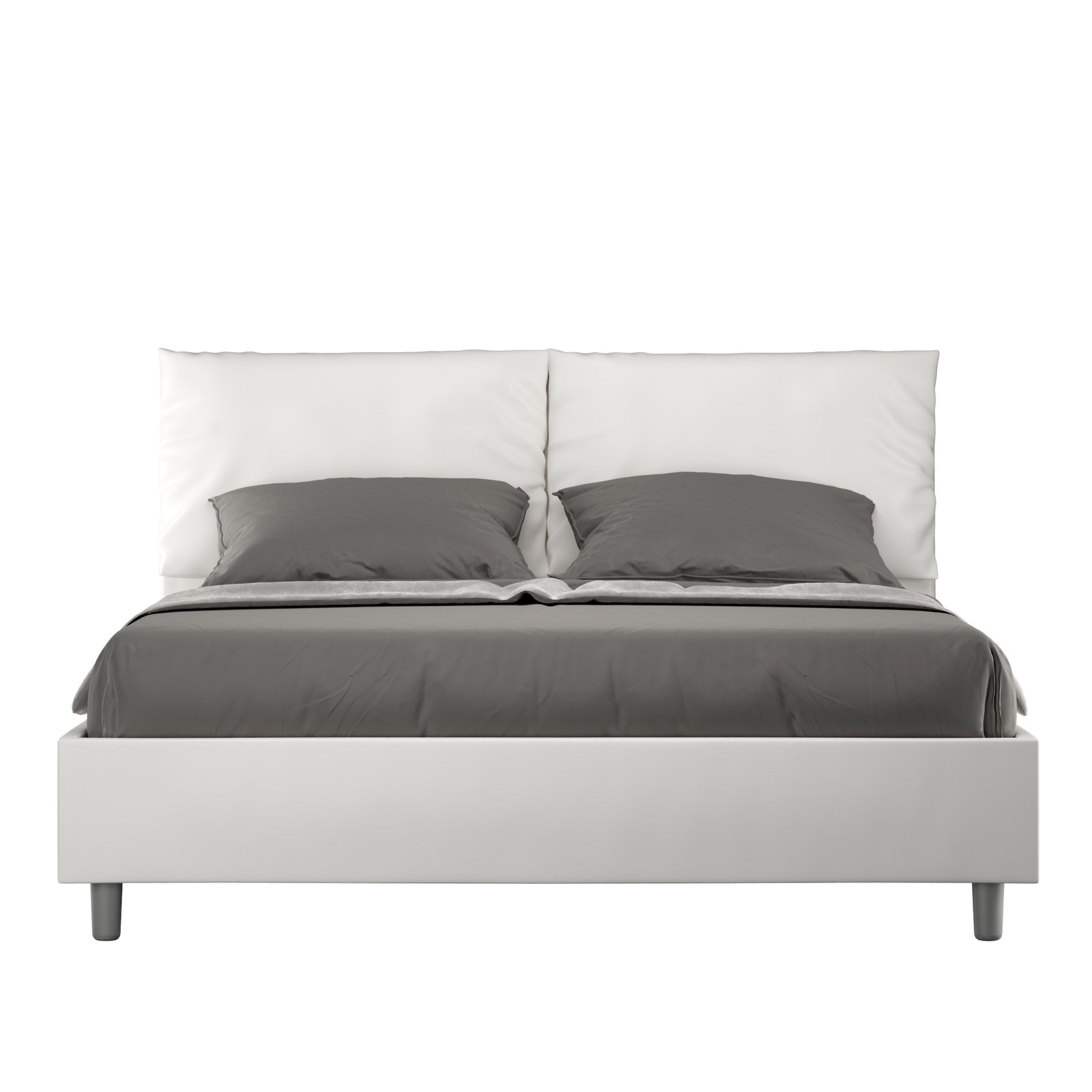 Letto Matrimoniale rivestito in Similpelle - ANTEA Dimensione Rete: 160x190, Tipologia Letto: Alzata Doppia, Colore: Bianco
