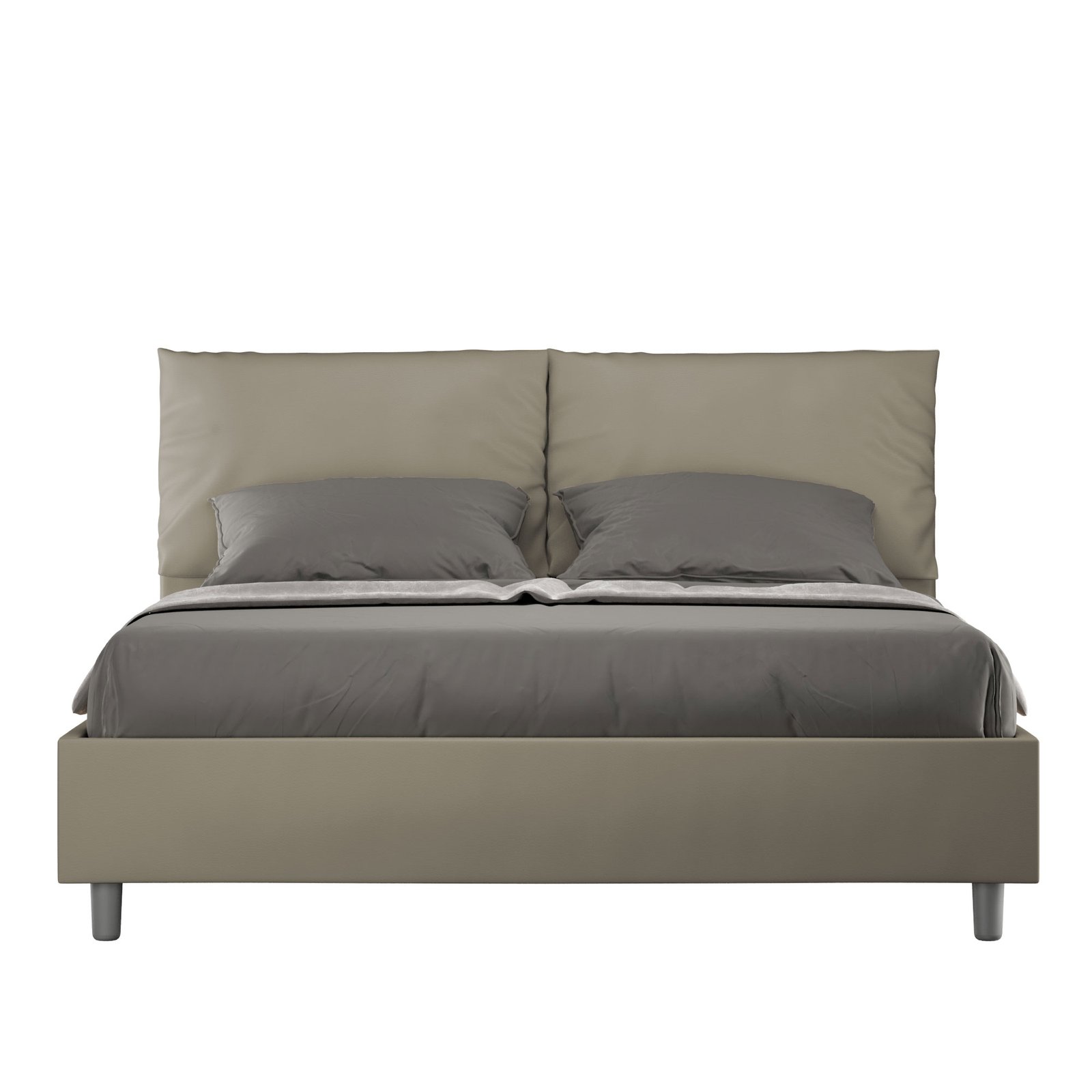Letto Matrimoniale rivestito in Similpelle - ANTEA Colore: Cappuccino, Tipologia Letto: Con Rete, Dimensione Rete: 160x190
