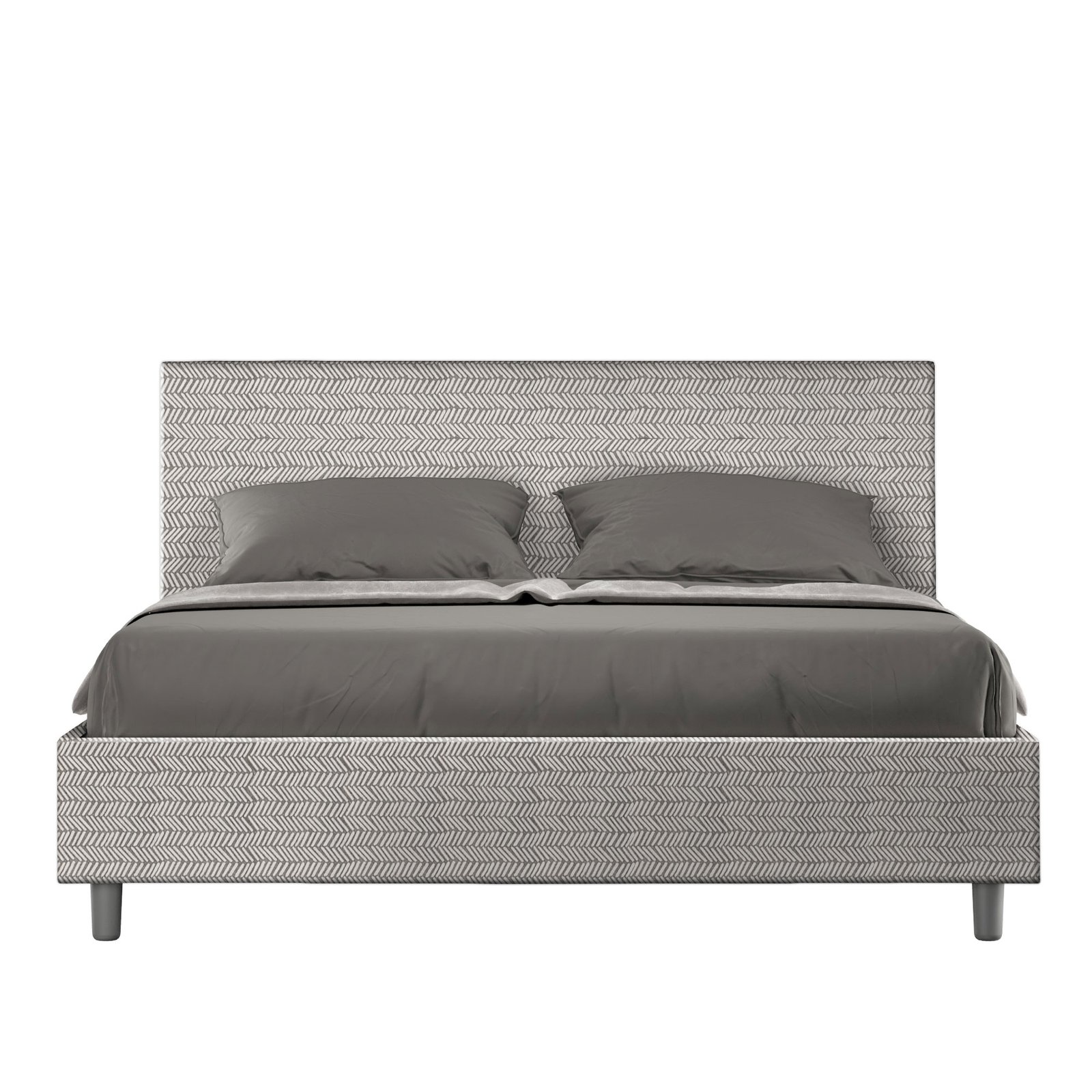 Letto Matrimoniale rivestito in Tessuto Aragona - ADELE Colore: Bianco, Dimensione Rete: 160x200, Tipologia Letto: Alzata Doppia