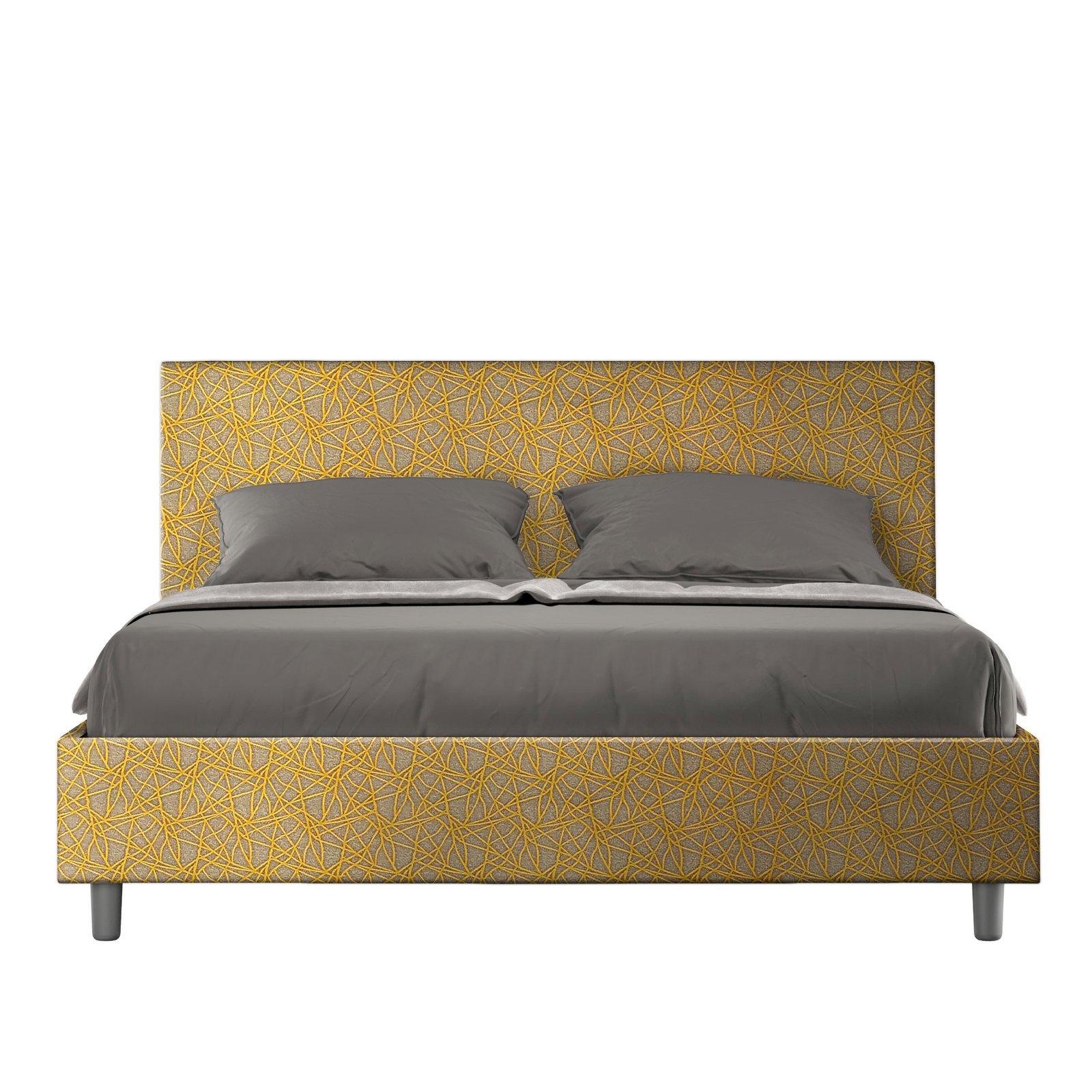 Letto Matrimoniale rivestito in Tessuto Era - ADELE Tipologia Letto: Alzata Doppia, Dimensione Rete: 160x200, Colore: Giallo