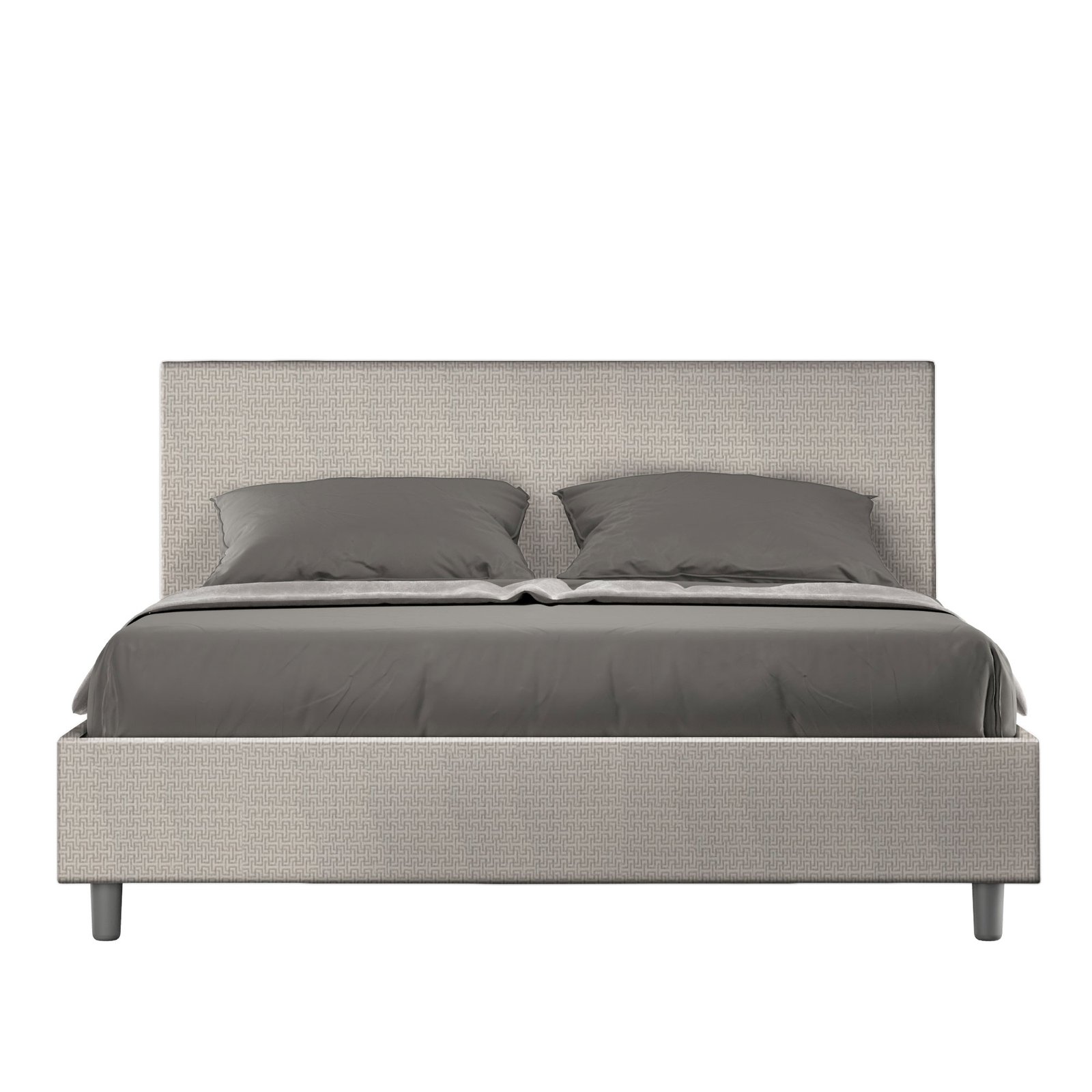 Letto Matrimoniale rivestito in Tessuto Labirinto - ADELE Tipologia Letto: Alzata Doppia, Dimensione Rete: 160x190, Colore: Bianco