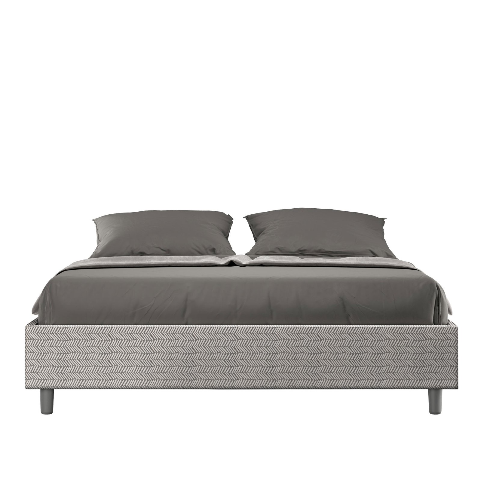 Letto Matrimoniale rivestito in Tessuto Aragona - AZELIA Dimensione Rete: 160x200, Tipologia Letto: Alzata Doppia, Colore: Bianco