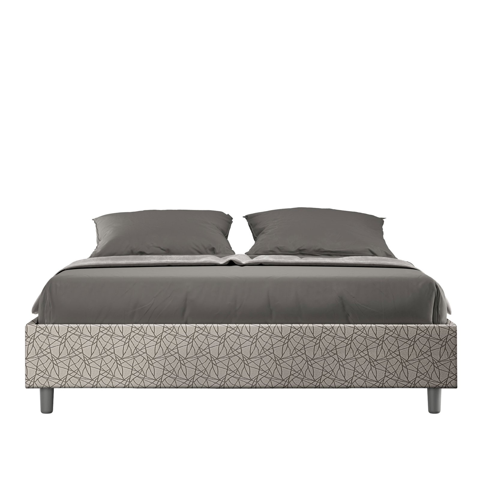 Letto Matrimoniale rivestito in Tessuto Era - AZELIA Tipologia Letto: Alzata Doppia, Dimensione Rete: 160x210, Colore: Grigio