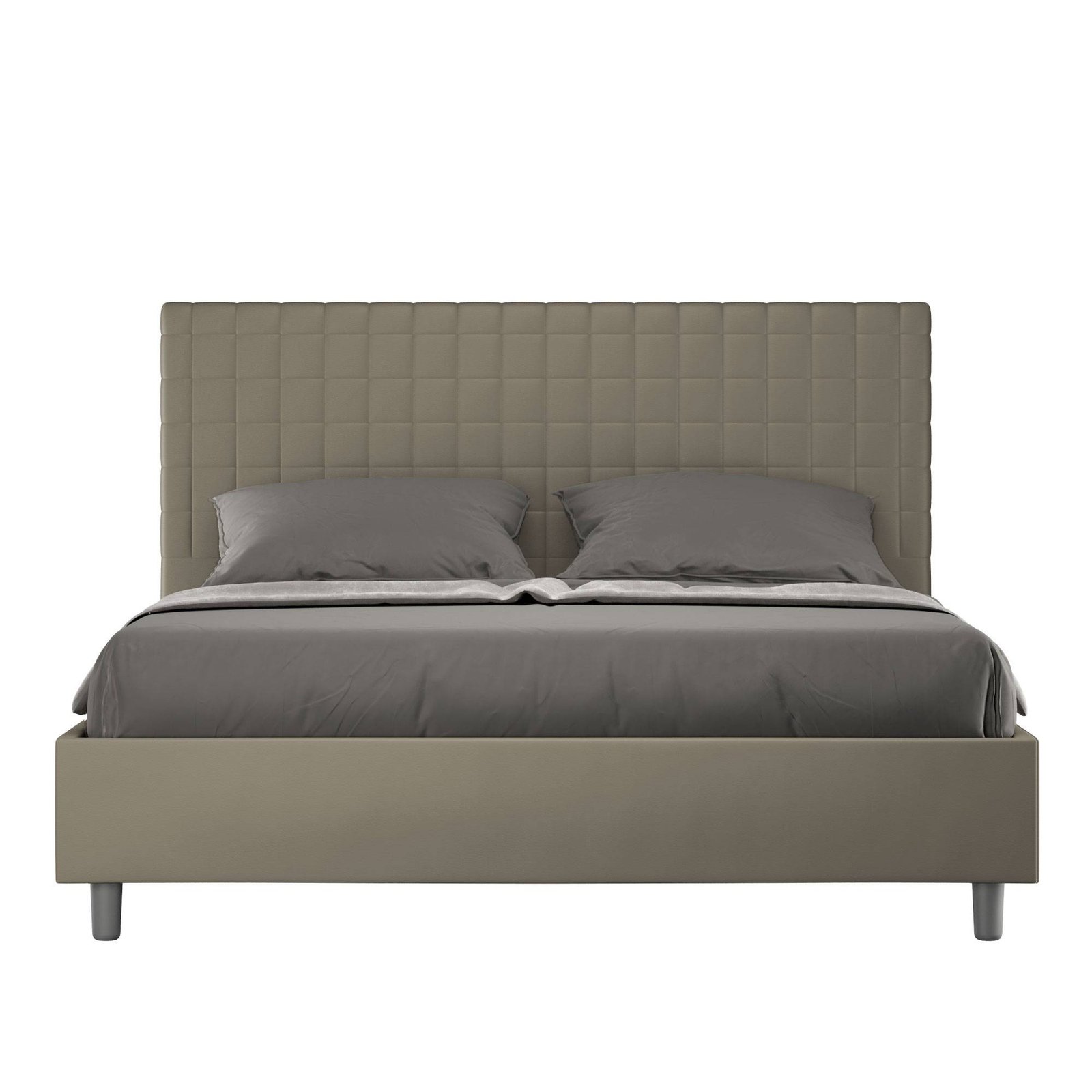 Letto Matrimoniale rivestito in Similpelle - SUNNY Dimensione Rete: 160x210, Colore: Cappuccino, Tipologia Letto: Alzata Doppia