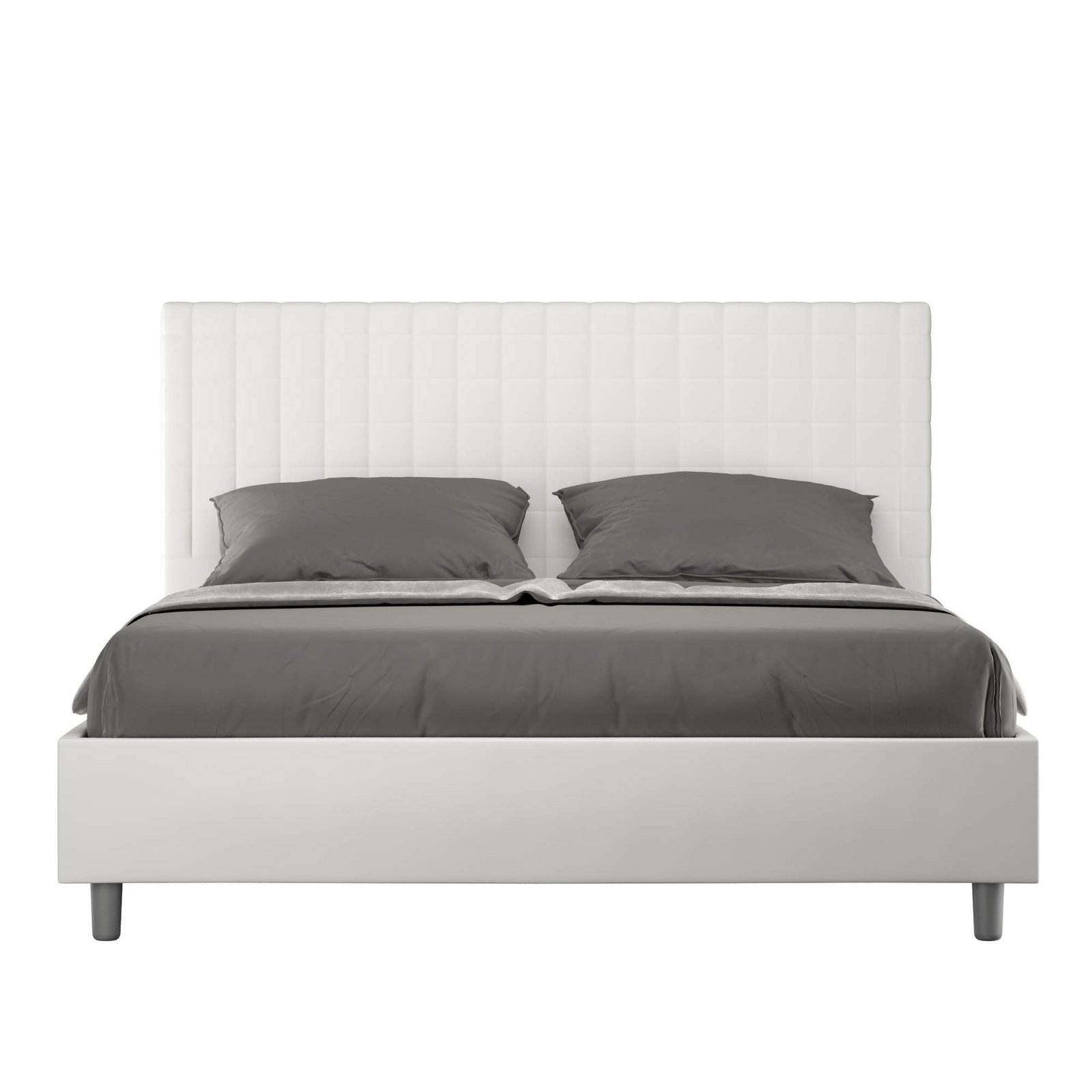 Letto Matrimoniale rivestito in Similpelle - SUNNY Dimensione Rete: 160x210, Colore: Bianco, Tipologia Letto: Alzata Doppia
