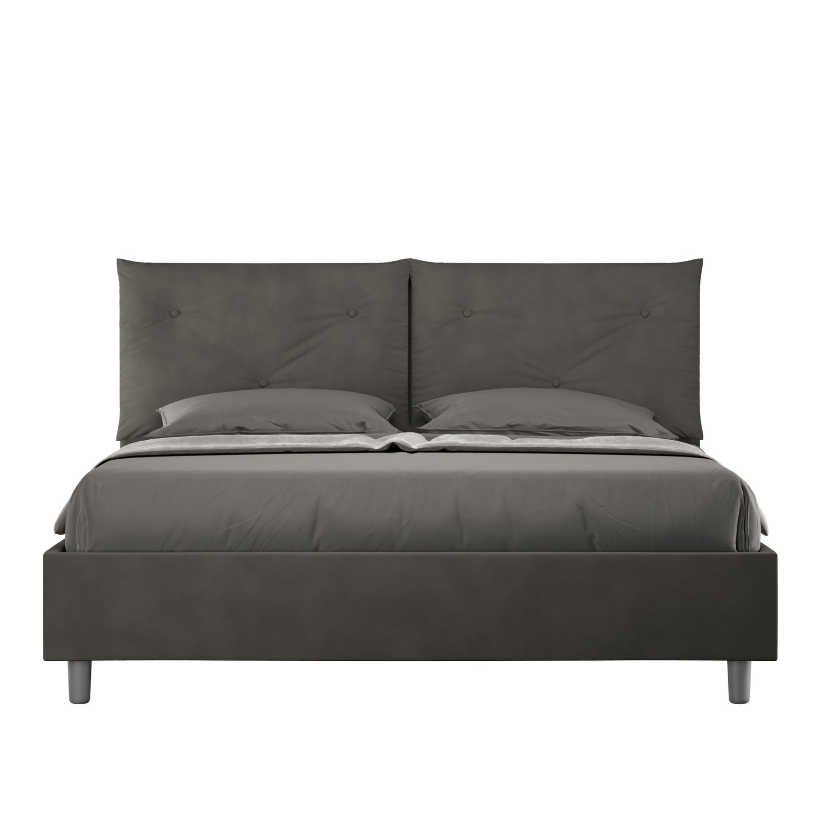 Letto Matrimoniale rivestito in Microfibra - APPIA Dimensione Rete: 150x190, Tipologia Letto: Senza Rete, Colore: Grigio