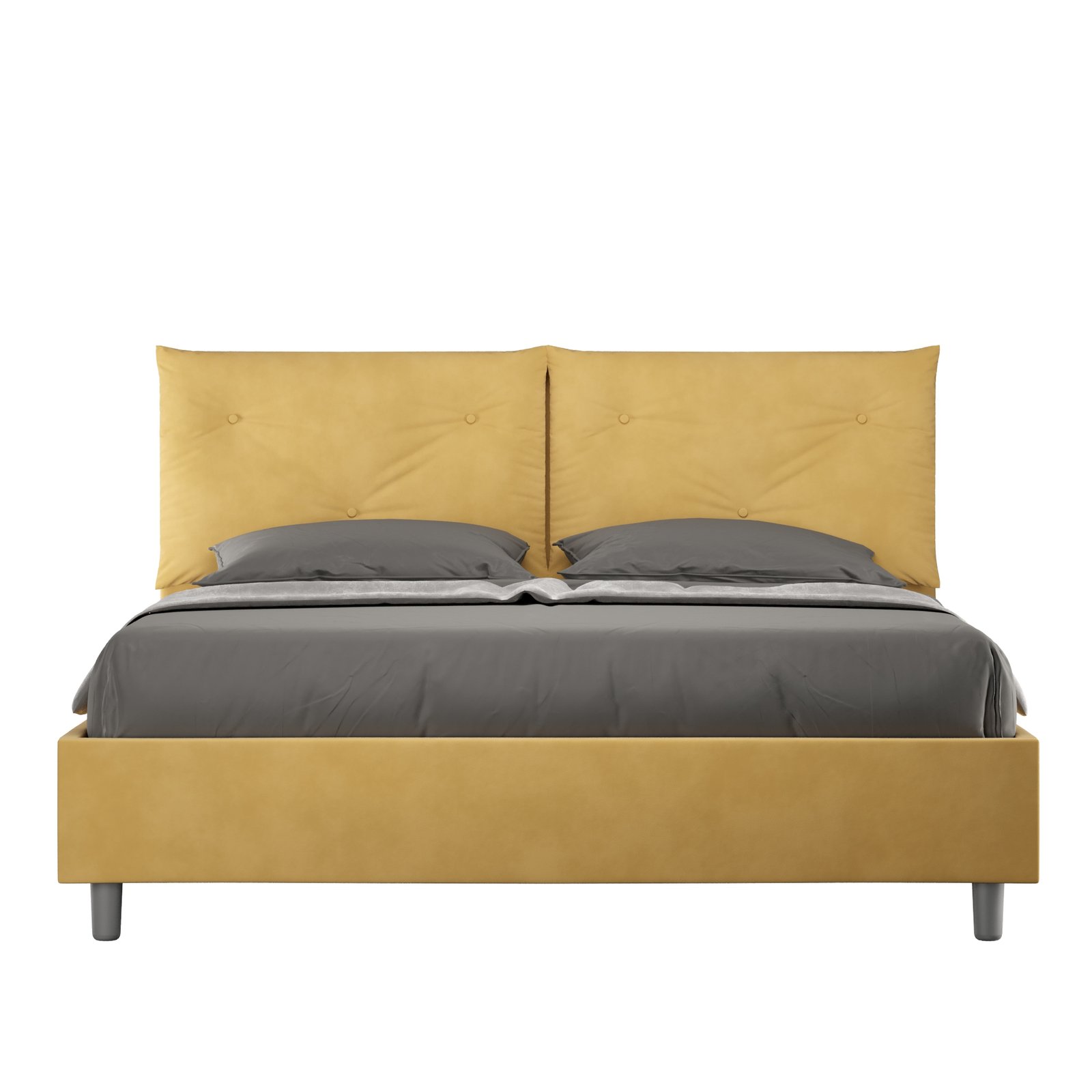 Letto Matrimoniale rivestito in Microfibra - APPIA Dimensione Rete: 150x190, Colore: Giallo, Tipologia Letto: Senza Rete