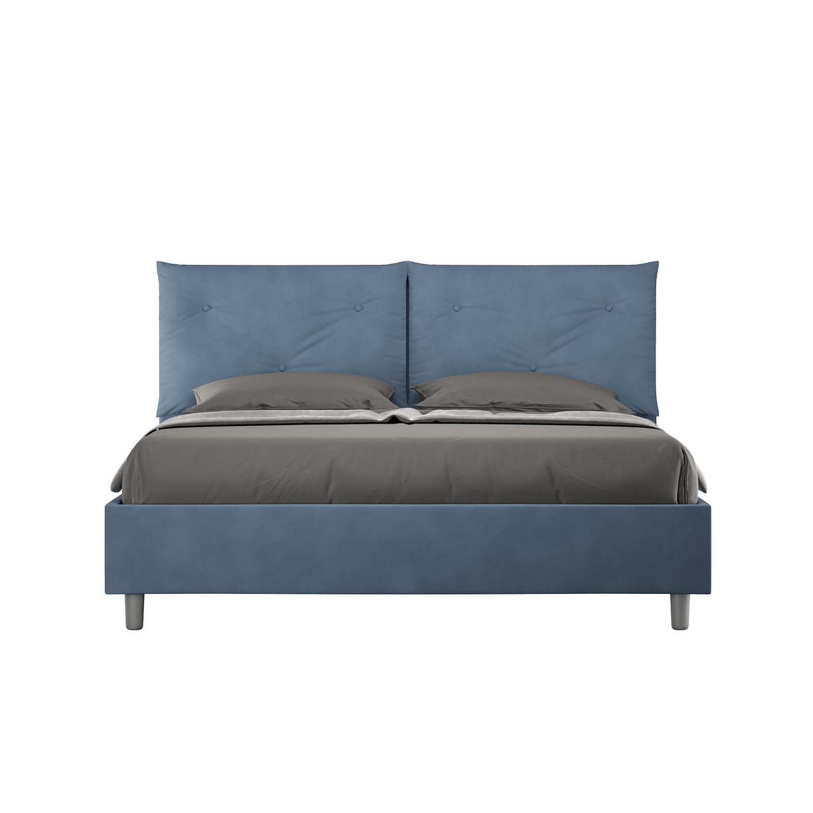 Letto Matrimoniale rivestito in Microfibra - APPIA Dimensione Rete: 150x190, Tipologia Letto: Senza Rete, Colore: Blu