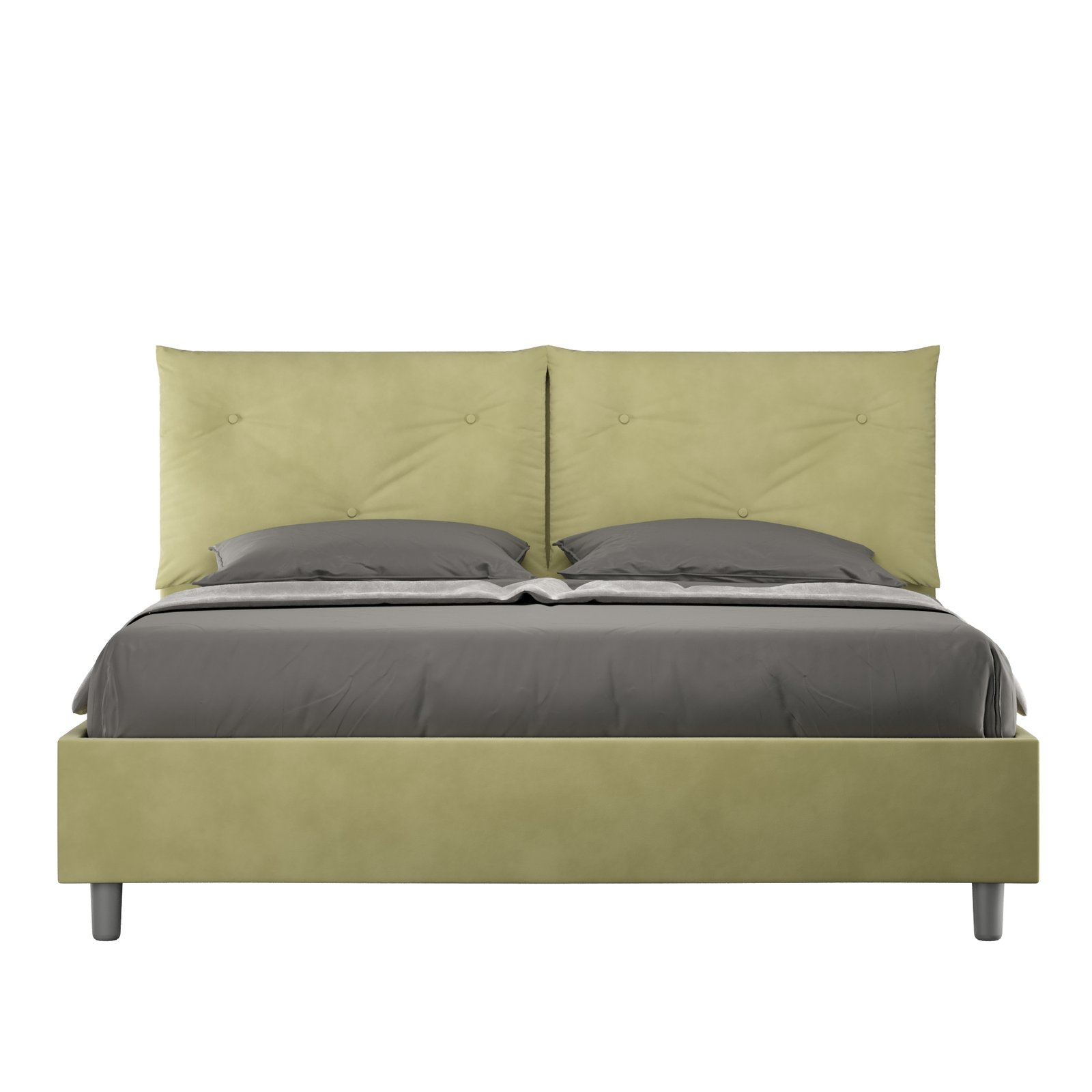 Letto Matrimoniale rivestito in Microfibra - APPIA Dimensione Rete: 150x190, Tipologia Letto: Senza Rete, Colore: Verde