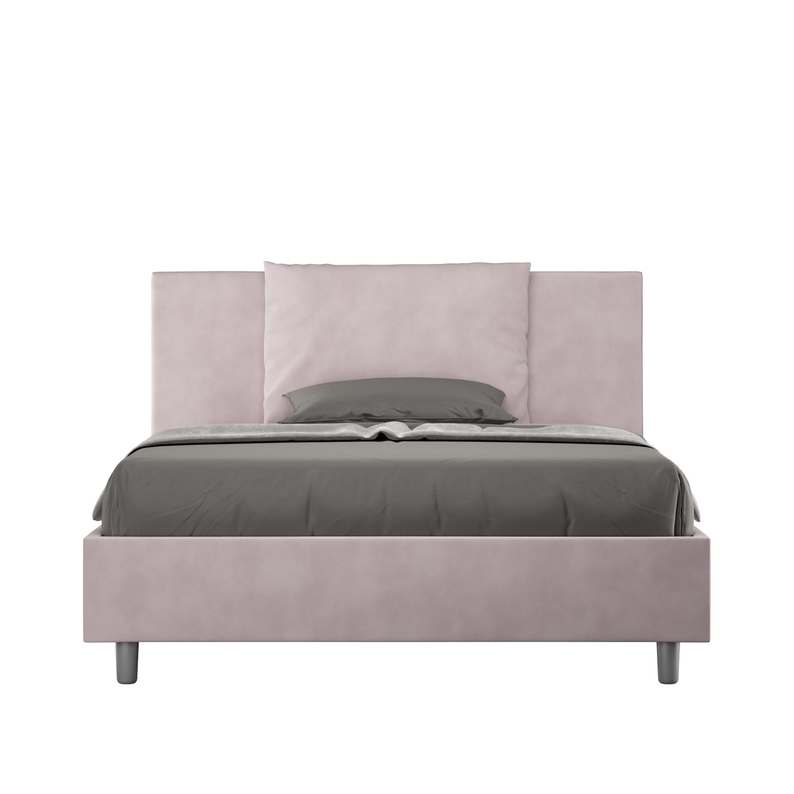 Letto Matrimoniale rivestito in Microfibra - ANTEA Dimensione Rete: 150x210, Colore: Glicine, Tipologia Letto: Con Rete