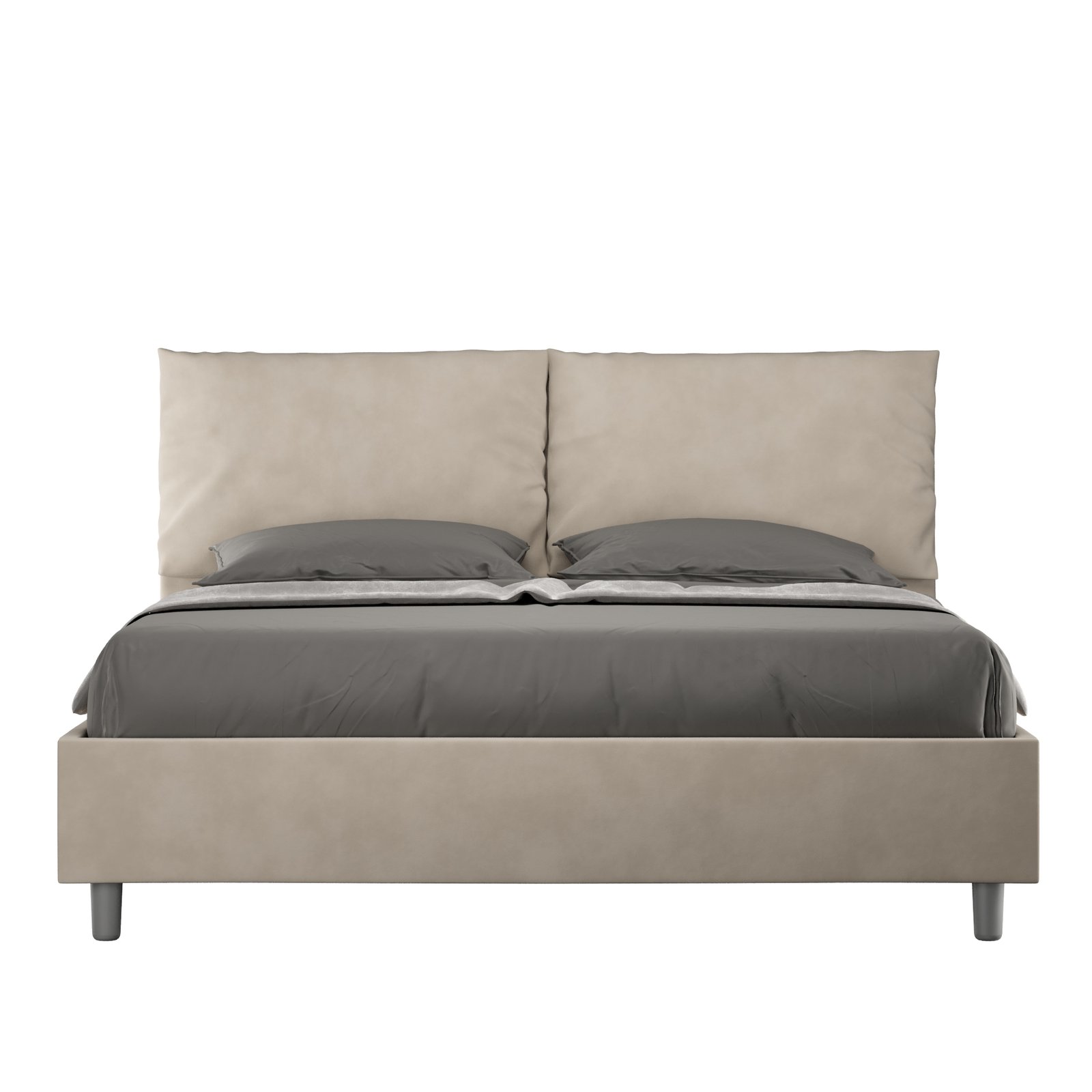 Letto Matrimoniale rivestito in Microfibra - ANTEA Dimensione Rete: 160x210, Tipologia Letto: Alzata Doppia, Colore: Sabbia