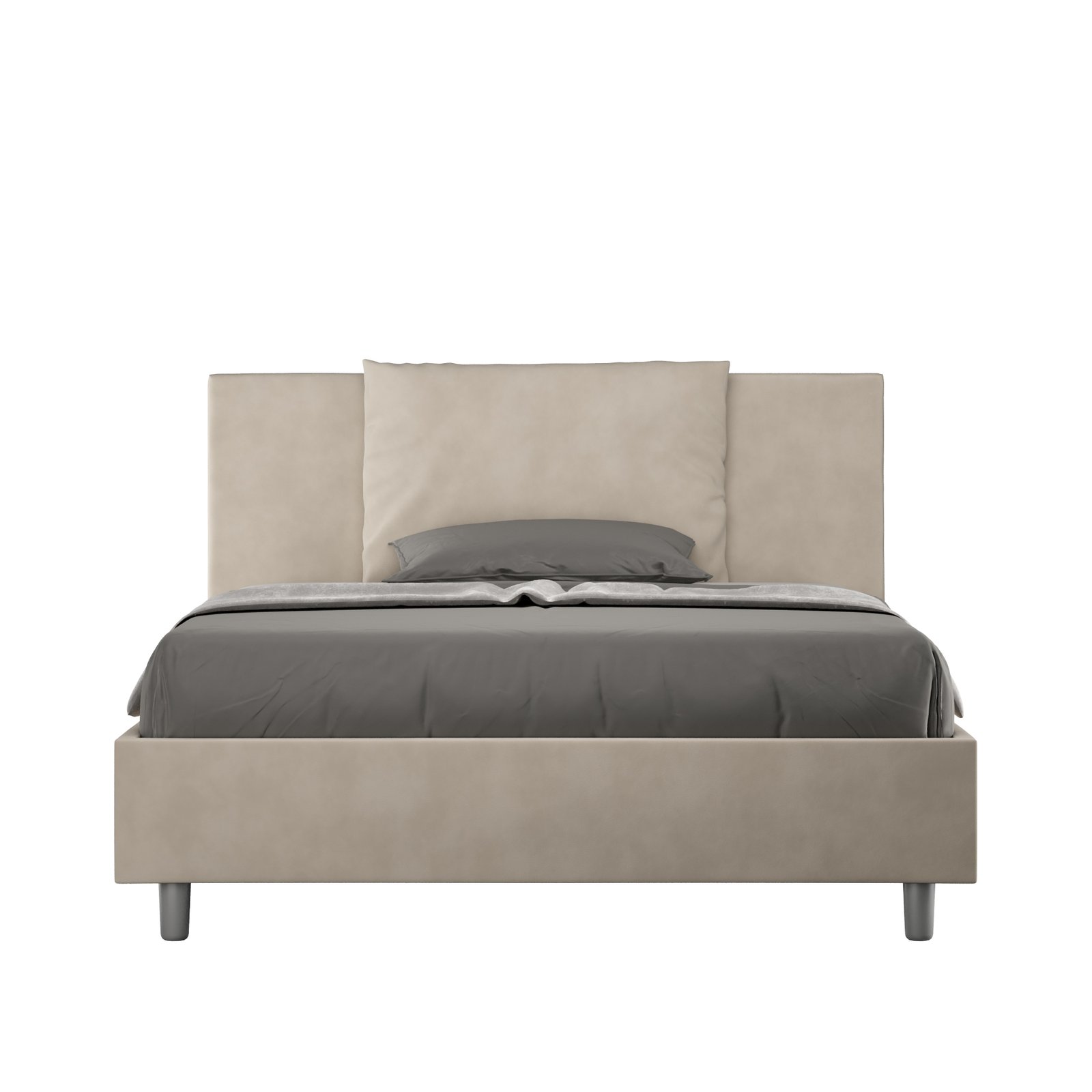 Letto Matrimoniale rivestito in Microfibra - ANTEA Dimensione Rete: 150x210, Tipologia Letto: Senza Rete, Colore: Sabbia