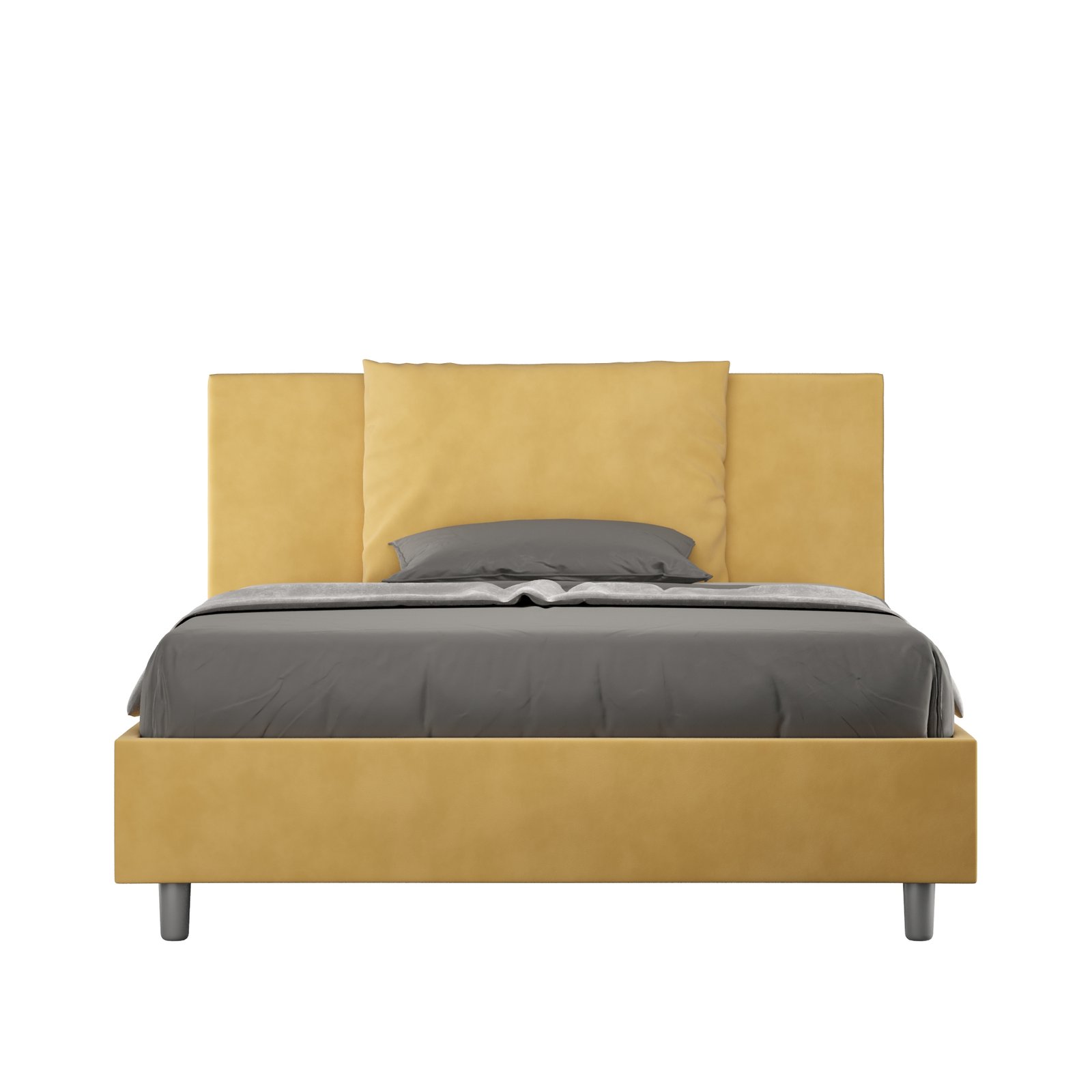 Letto Matrimoniale rivestito in Microfibra - ANTEA Colore: Ocra, Dimensione Rete: 150x210, Tipologia Letto: Senza Rete