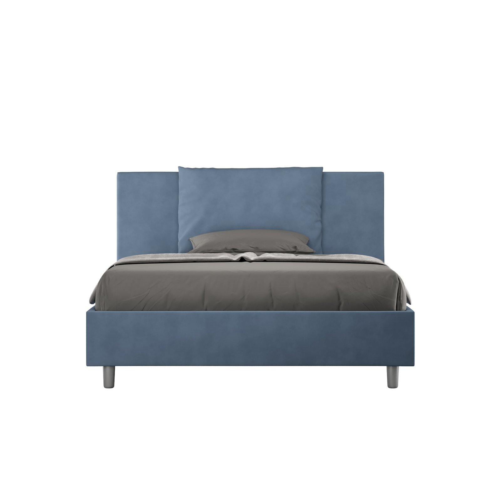 Letto Matrimoniale rivestito in Microfibra - ANTEA Dimensione Rete: 150x210, Colore: Blu, Tipologia Letto: Senza Rete