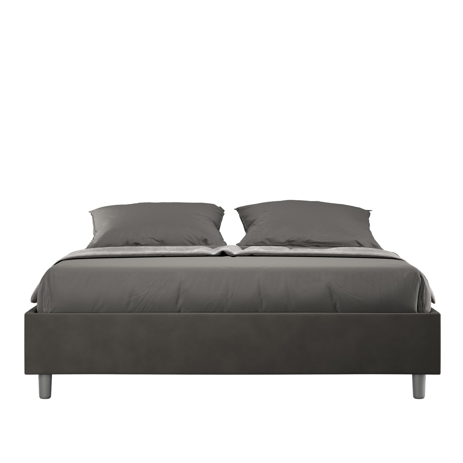 Letto Matrimoniale rivestito in Microfibra - AZELIA Dimensione Rete: 160x200, Colore: Grigio, Tipologia Letto: Alzata Doppia